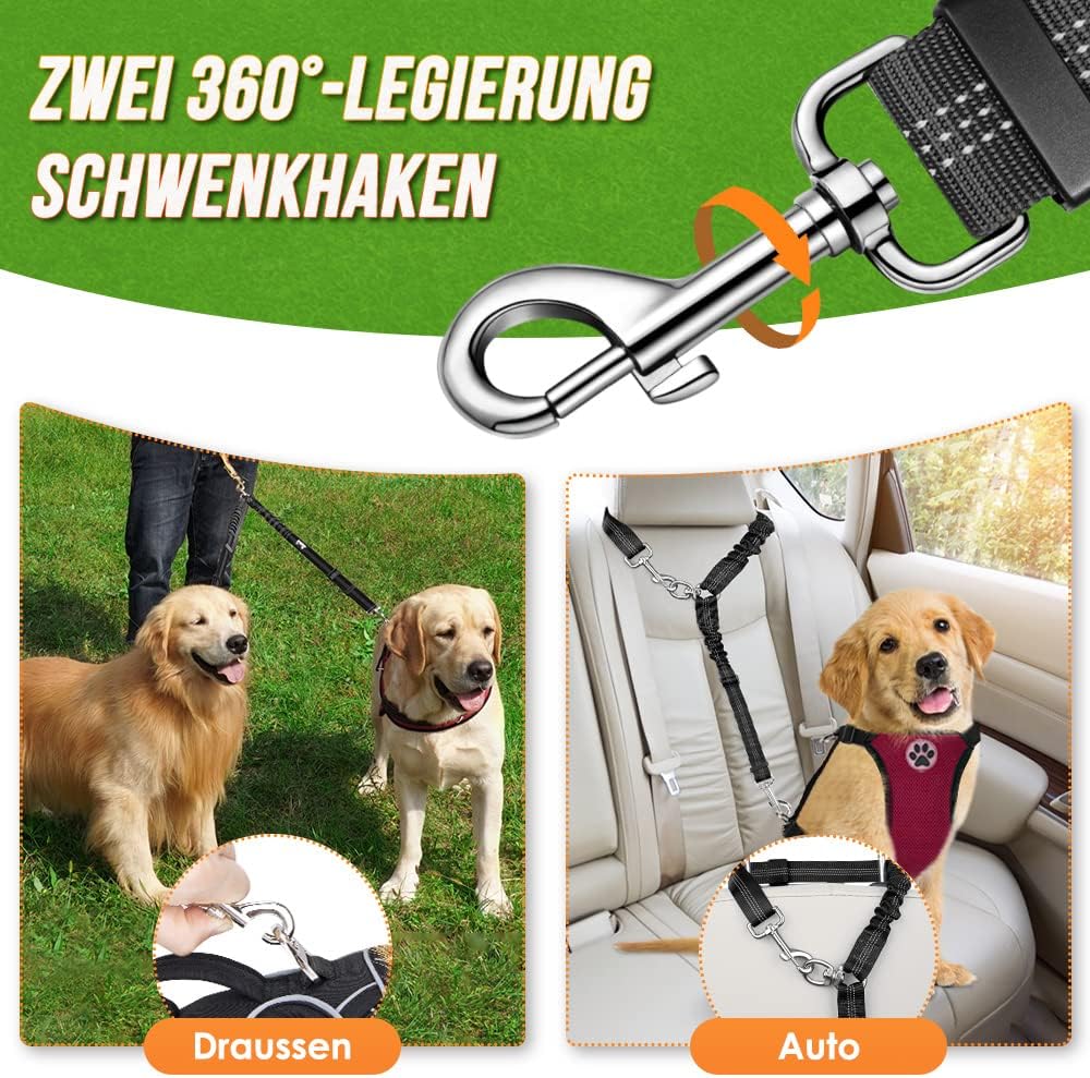 Detalle de Nasjac Doppelte Hundeleine – 360° drehbarer Splitter für zwei Hunde