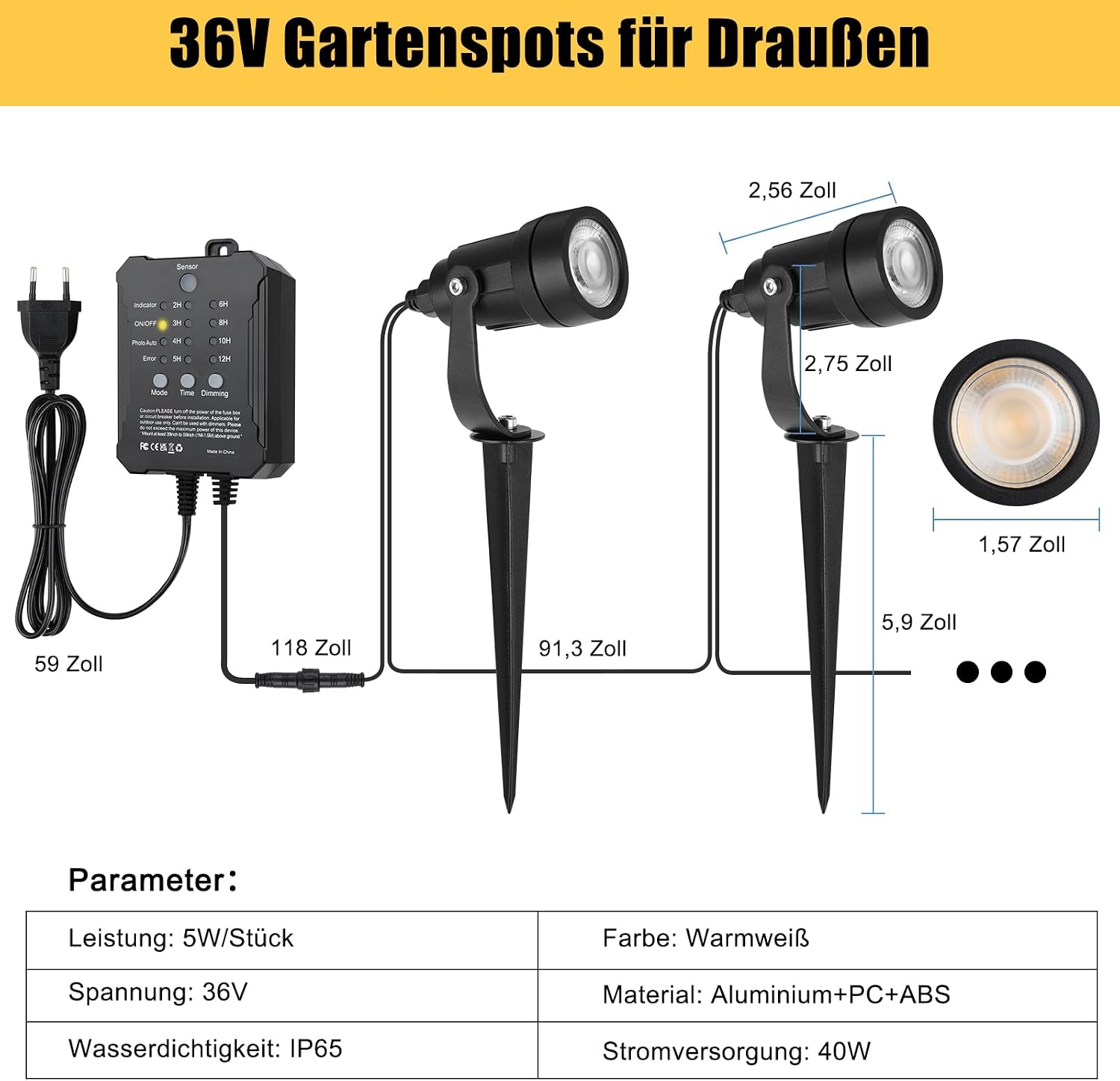 Detalle de COOLWEST Gartenstrahler Set 8er mit 20 m