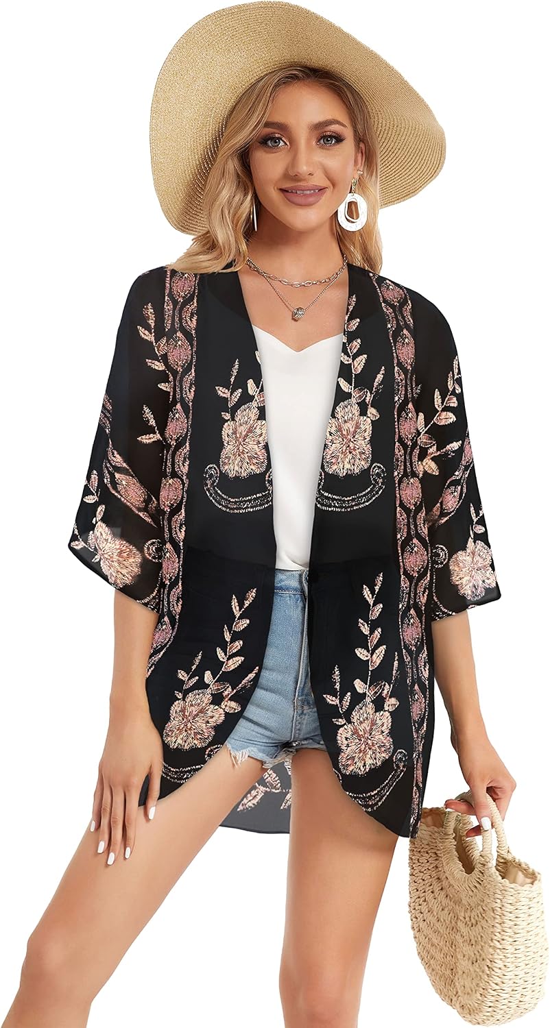 Detalle de CHICGAL Women's Kimono Cardigan in Chiffon