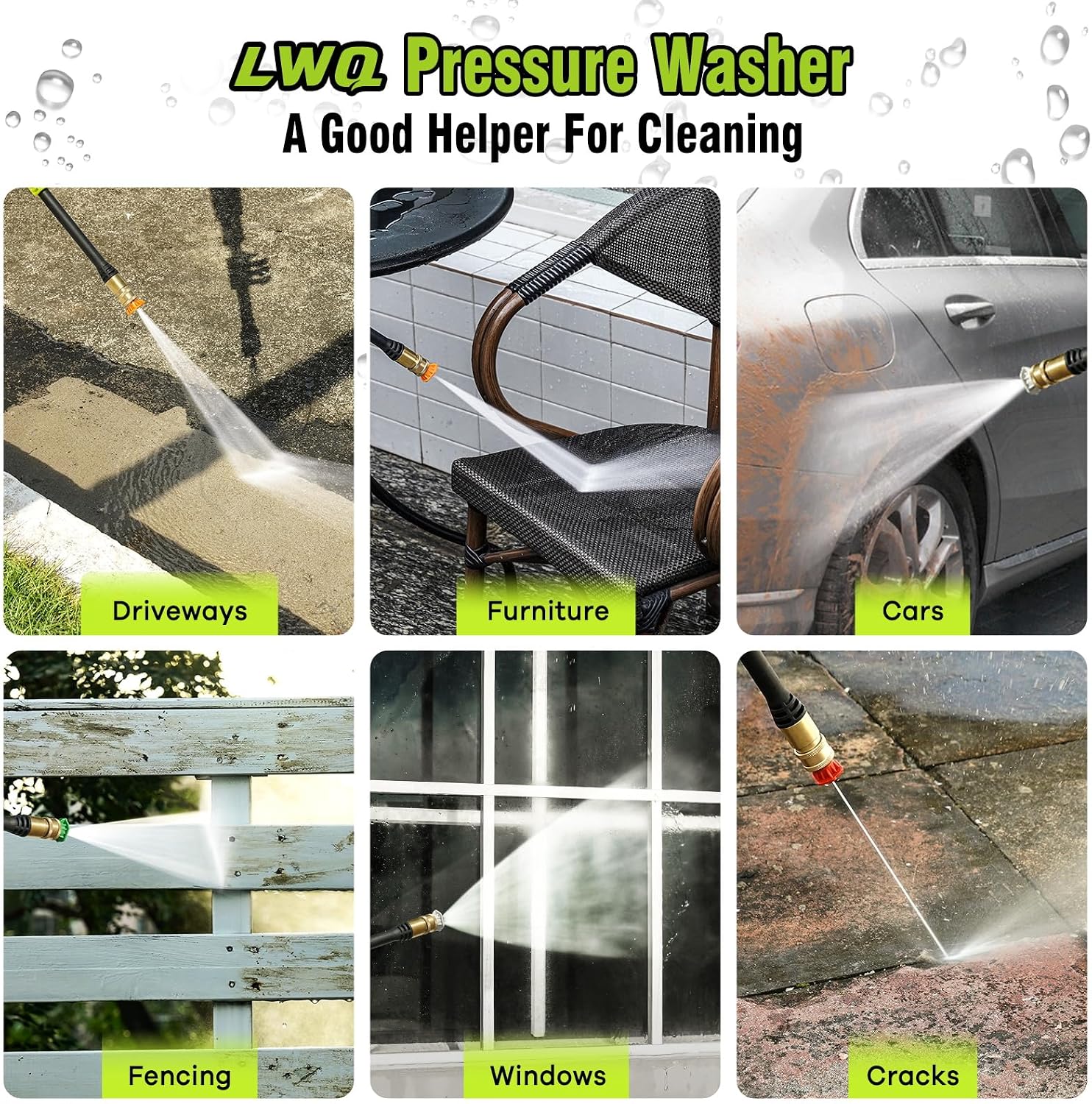 Detalle 2 de LWQ Pressure Washer with 4 Quick-Connect Nozzles and Foam Cannon