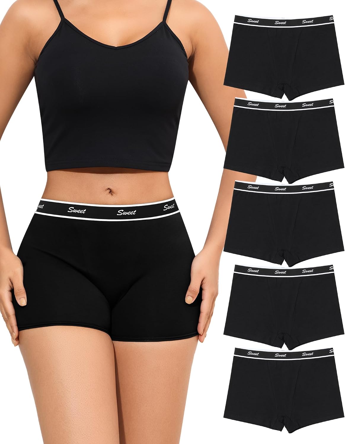 Thumbnail 6 de Levao Boxer Femme Coton – Lot de 5 boxers confortables en coton pour femme