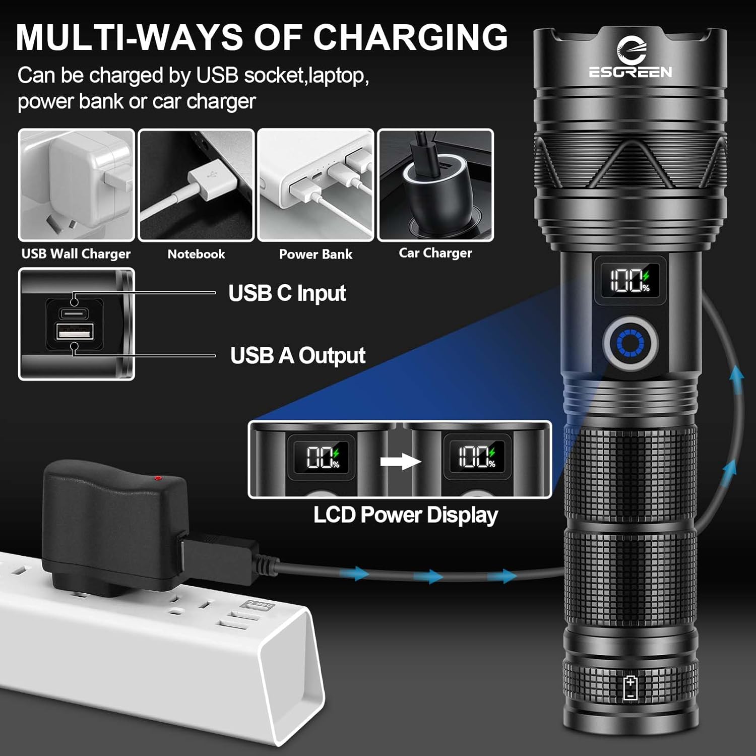 Thumbnail 5 de Rechargeable Torches LED Super Bright 500000 Lumens torch 🔦