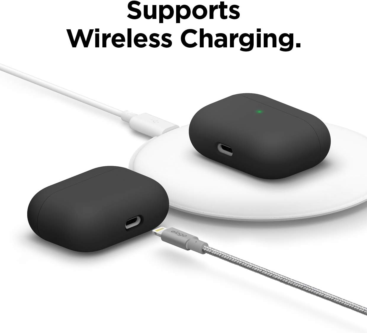 Thumbnail 5 de elago Étui Liquide Hybride pour AirPods Pro (noir) – coque triple couche avec silicone, finition mate et LED visible