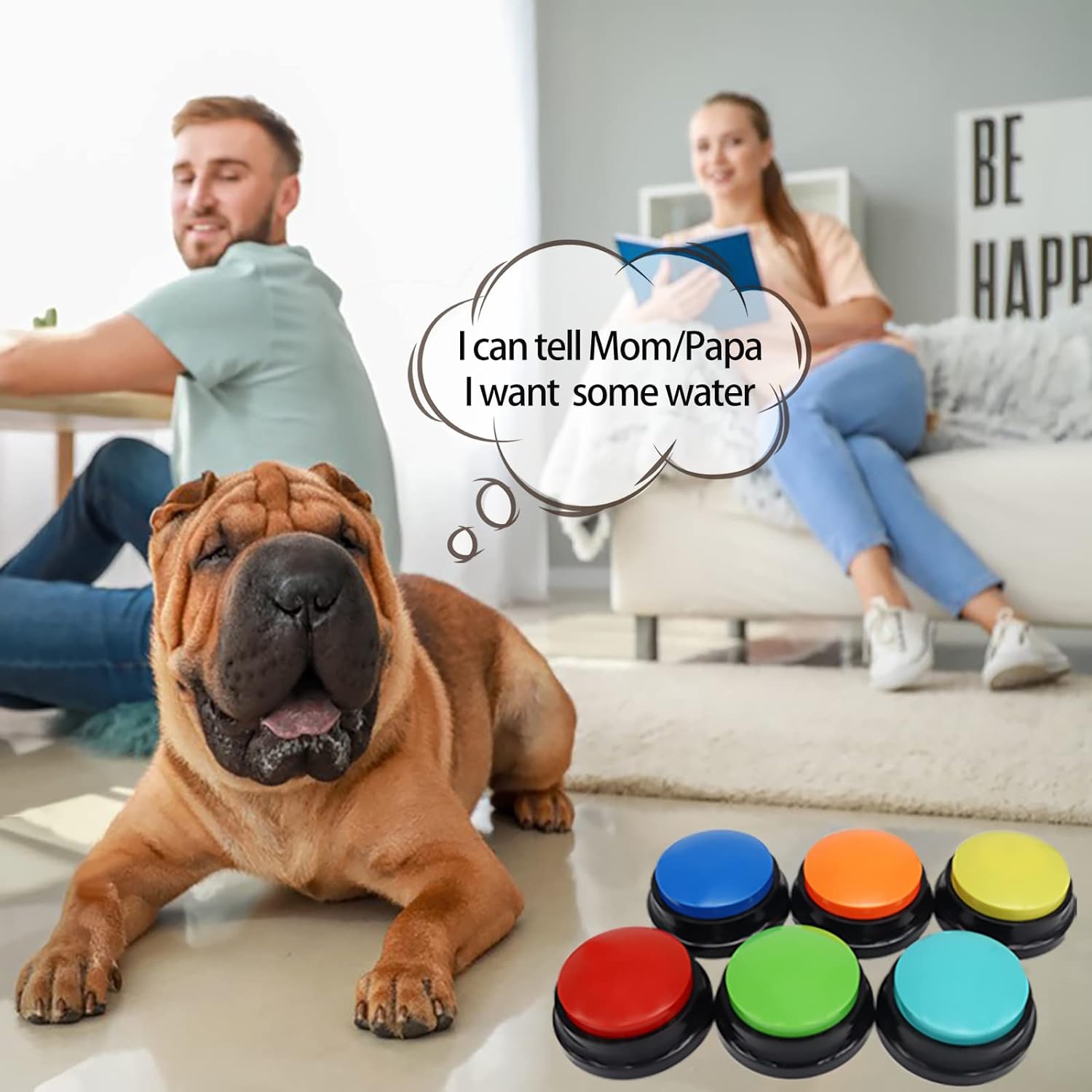 Detalle de Voice Recording Button (Dog Buttons for Communication) – 30 Second Record & Playback, 6 Packs