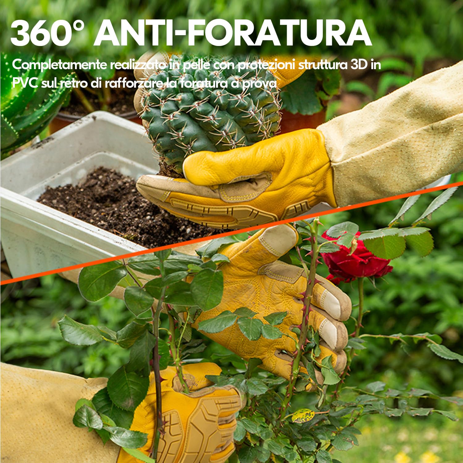 Detalle de Vgo... Guanti da giardinaggio lunghi in pelle antispine, antiperforazione e antivibranti (1 paio)