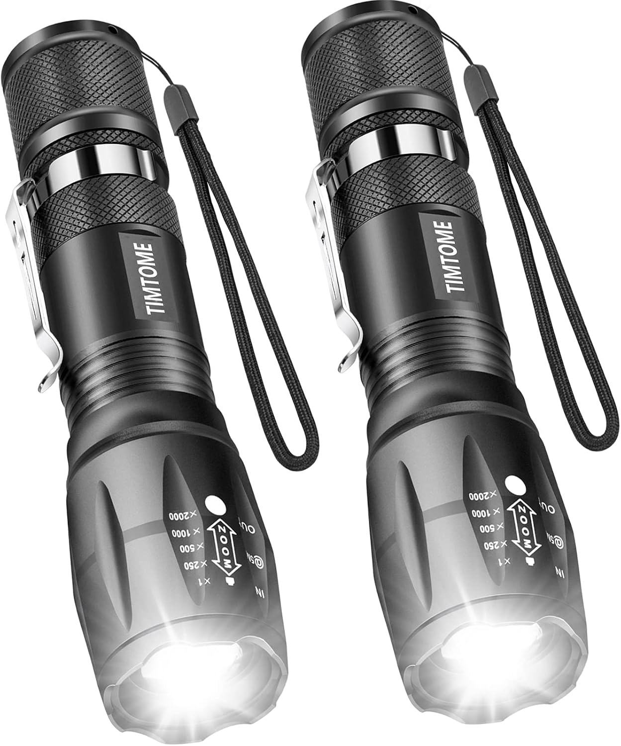 Detalle de TIMTOME TIM-T6 LED Flashlights, 2-Pack, Zoomable, 5 Modes, Water-Resistant