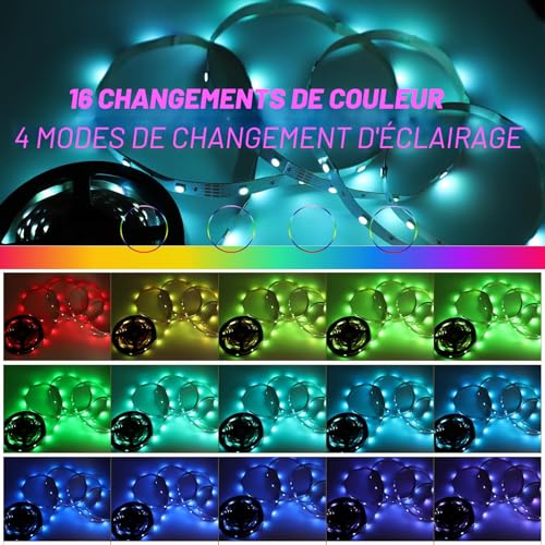 Detalle de MUSUNIA Bande LED à piles 2 m RGB 5050 – Télécommande et découpe flexible