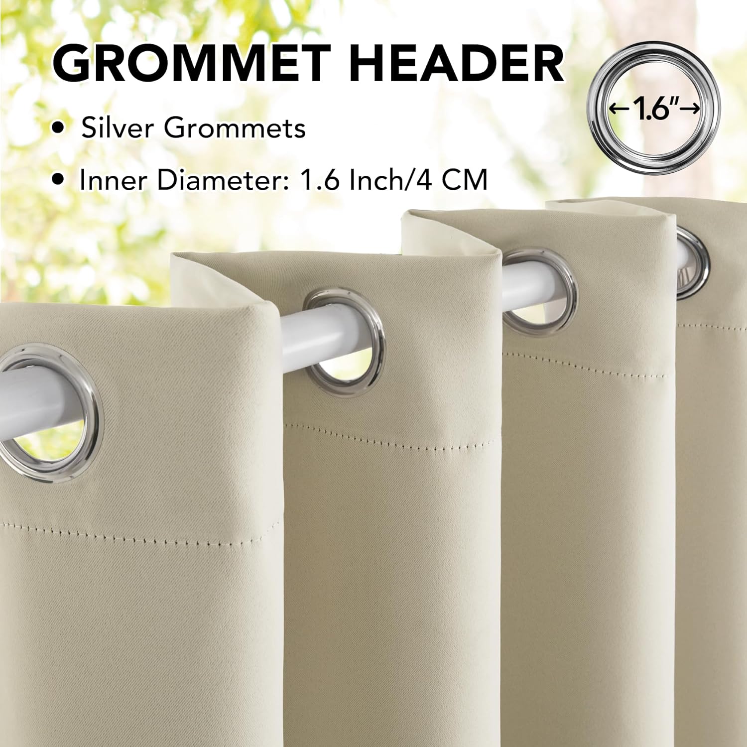 Thumbnail 1 de Deconovo Tende da Sole da Esterno con Anelli (pack da 2) 140x270 cm, beige chiaro