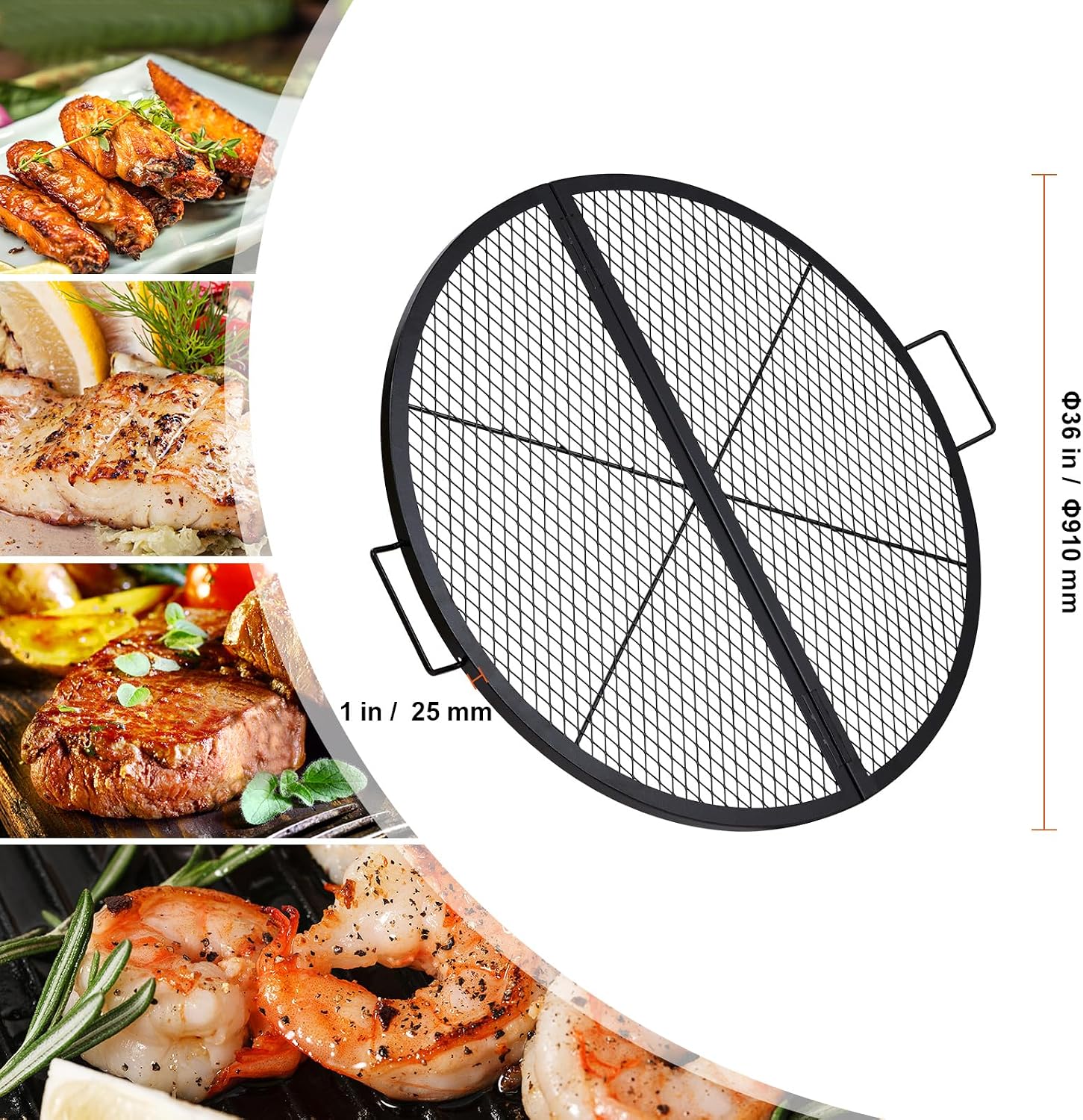 Thumbnail 6 de VEVOR JY-MY-YKW36-ZD 36-Inch Foldable Steel Fire Pit Grill Grate
