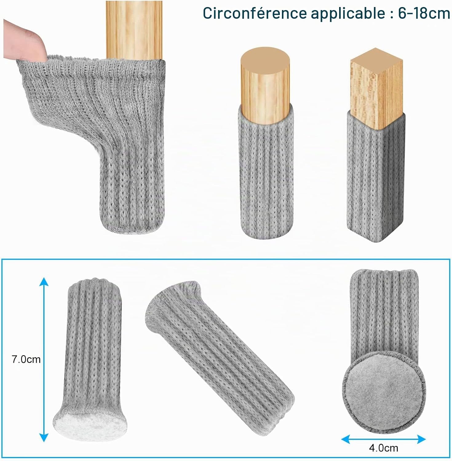 Detalle 2 de OSDUE P-TLHZZ20220609-FBA meubelpootsokken, 24 stuks, gebreid en elastisch