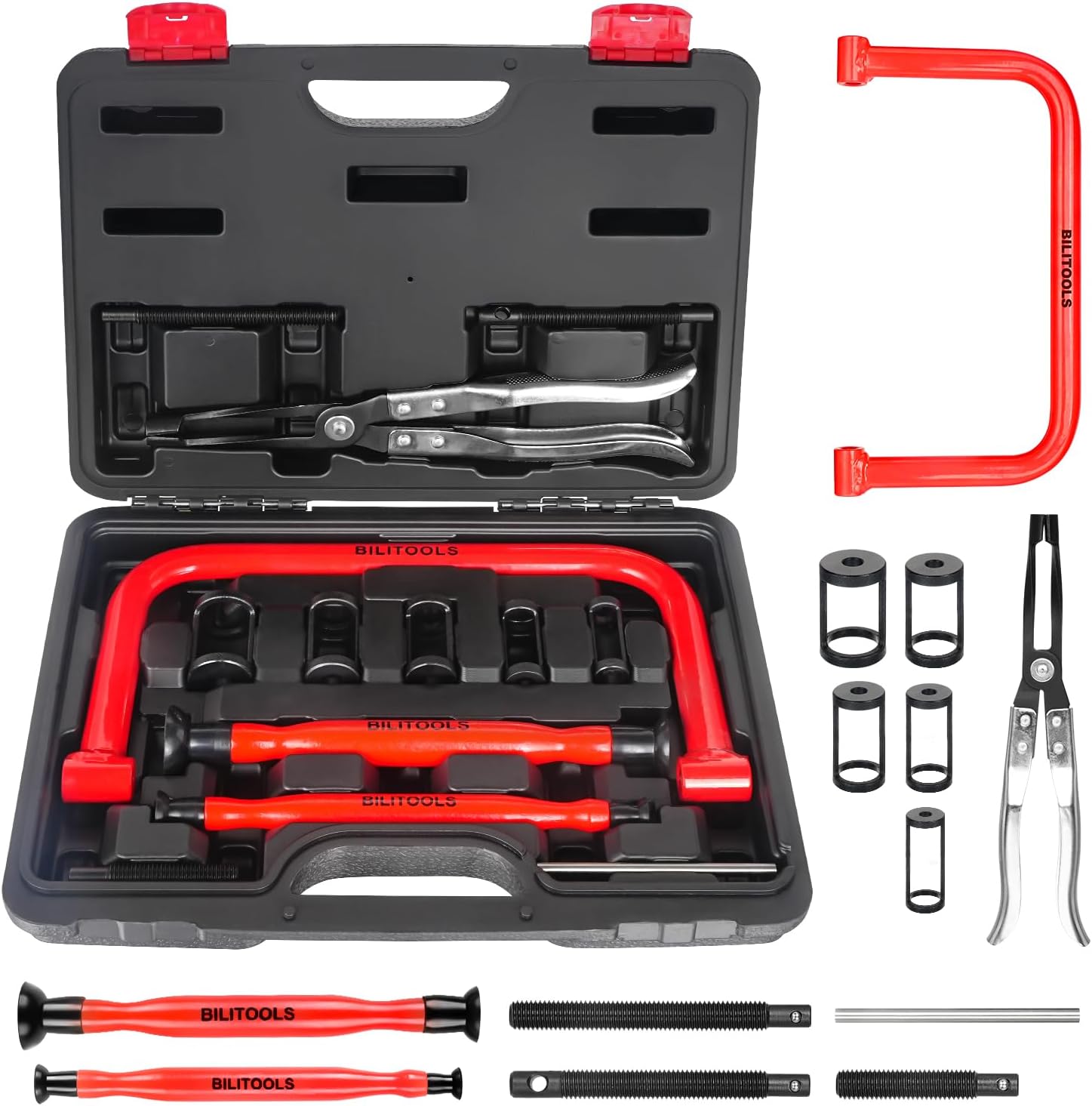 BILITOOLS Compresseur de ressort de soupape – kit 13 outils avec pince à joint de tige et rodoirs