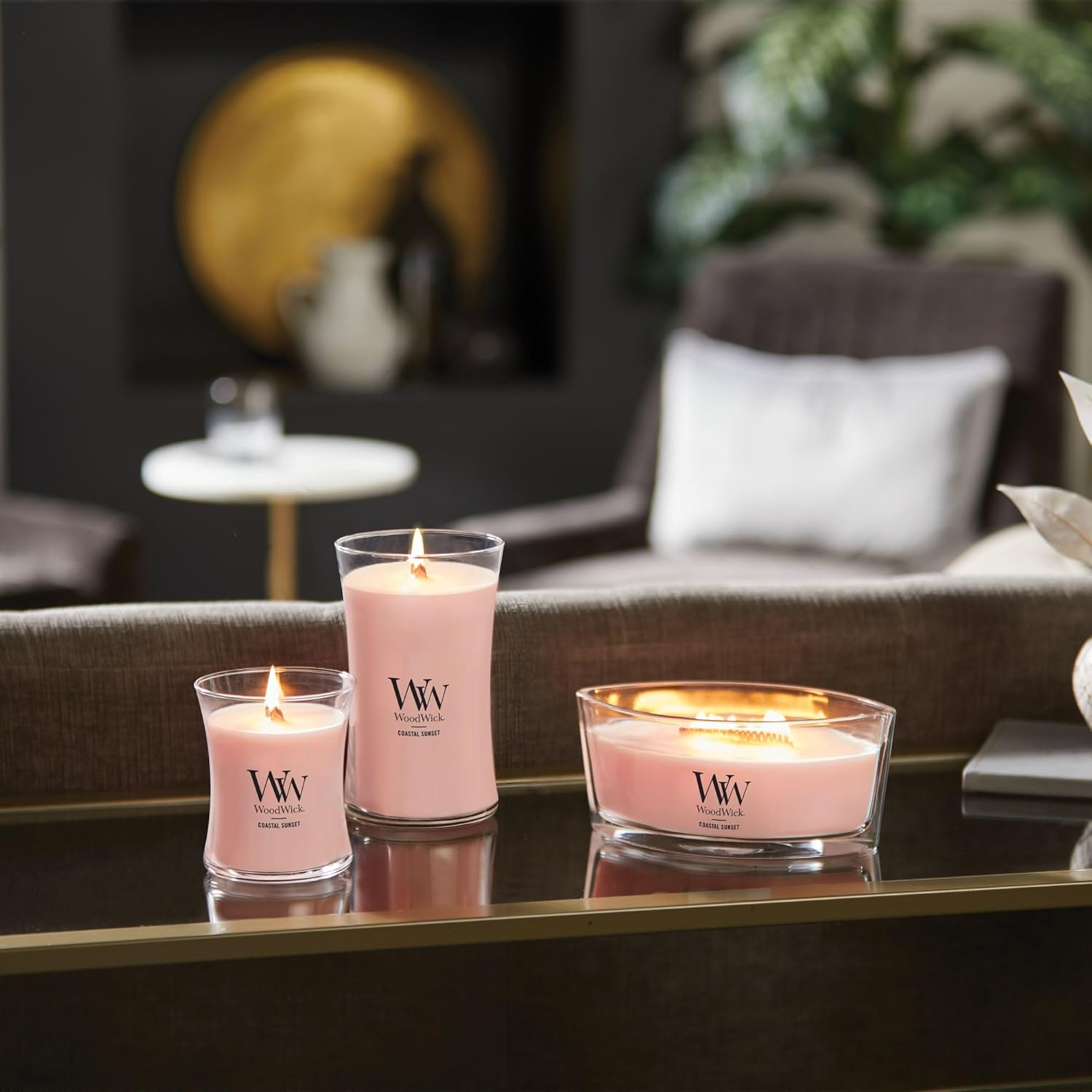 Detalle de WoodWick Ellipse bougie parfumée Hearthwick – Coucher de soleil
