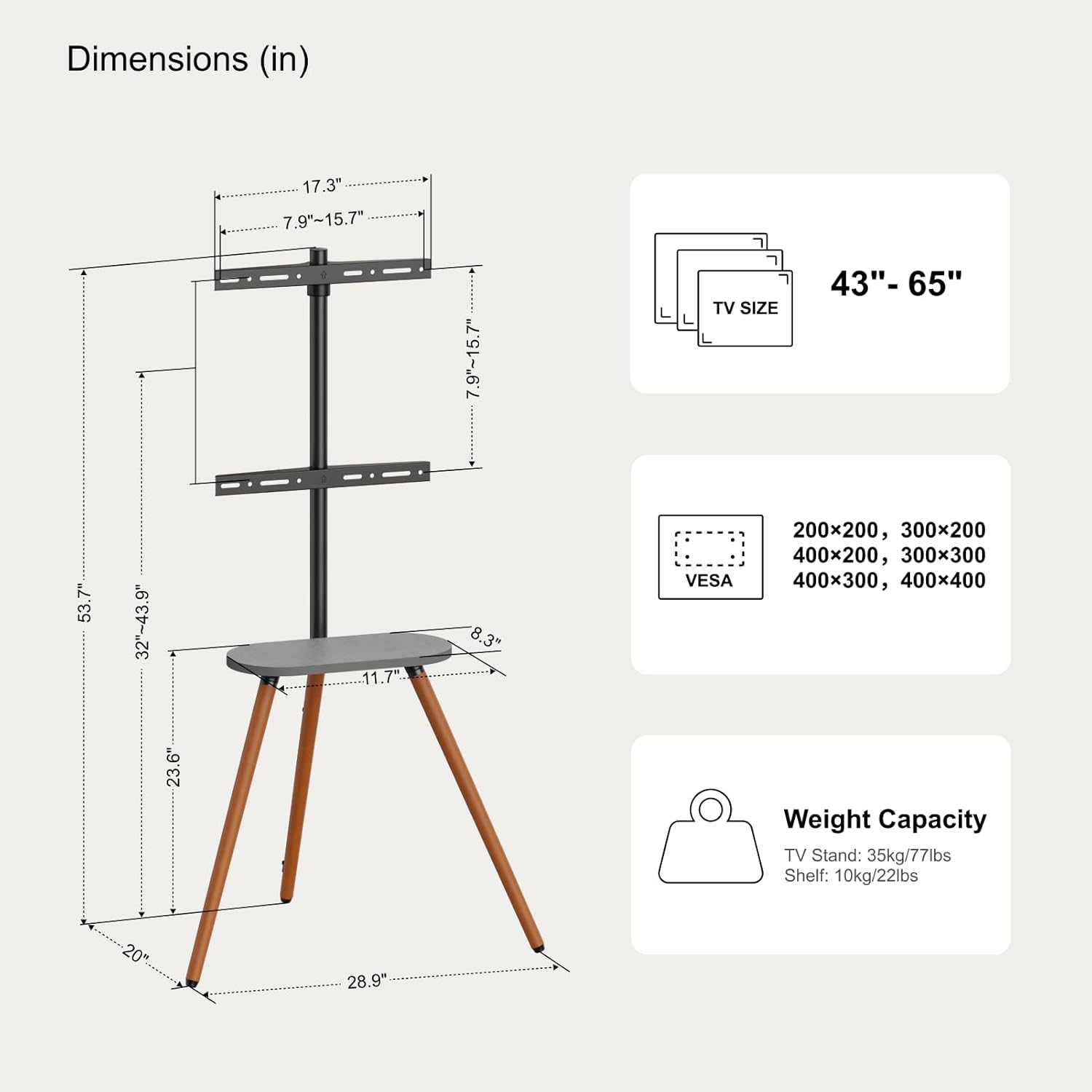 Thumbnail 6 de ECOTINY Tripod Easel TV Stand 65in