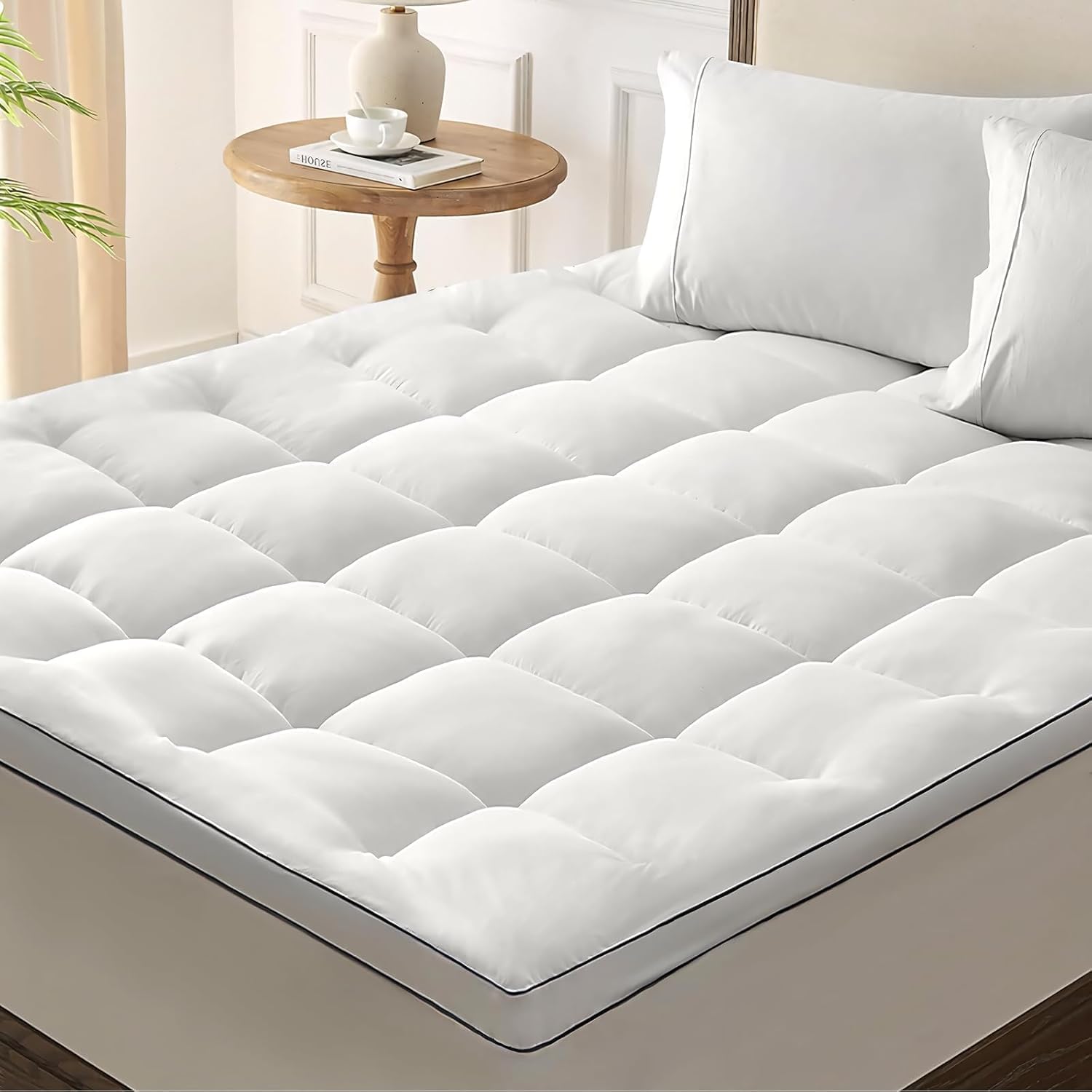 Detalle de JINXIA Cooling Mattress Topper Queen: Extra Thick, Deep Pocket, Breathable Comfort