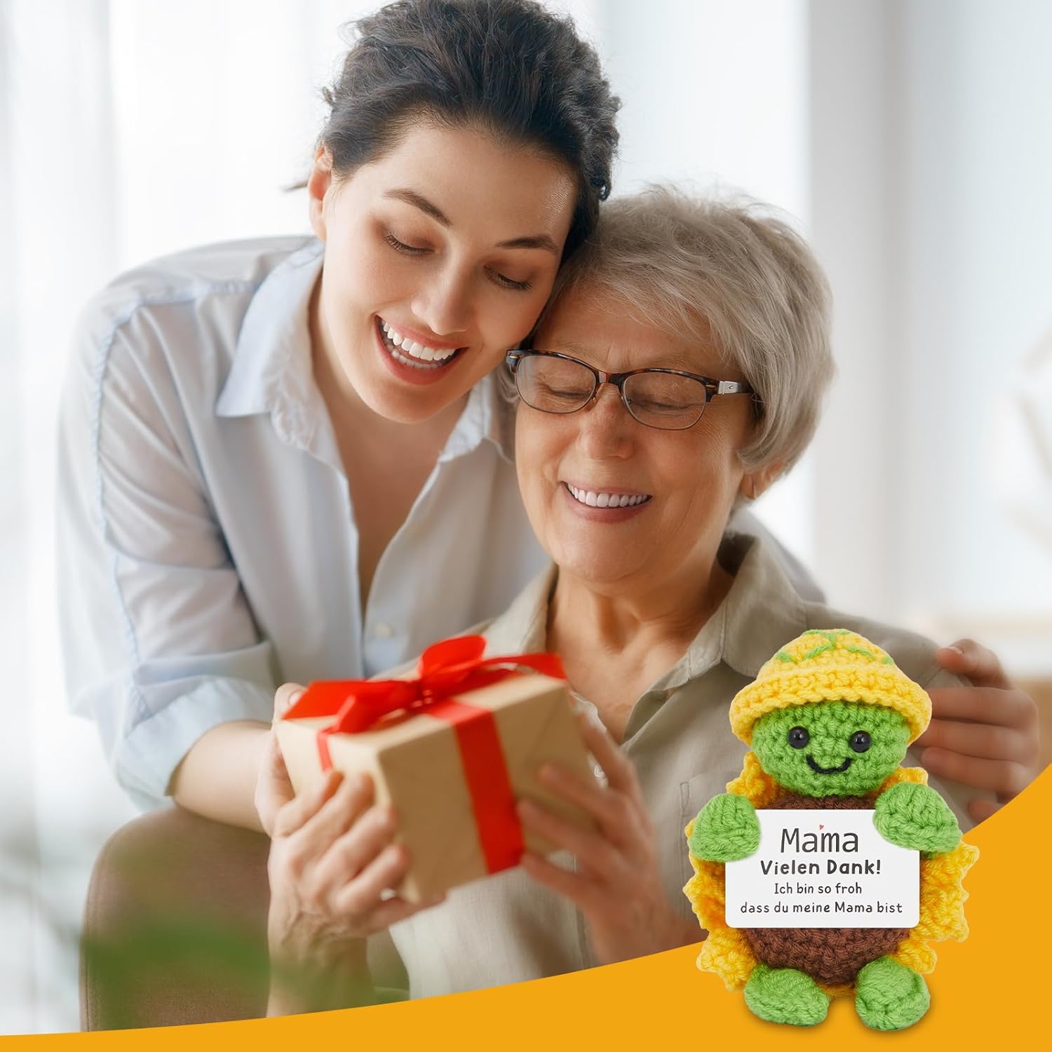 Thumbnail 4 de Tonsmile handgehäkelte Schildkröte mit Schlüsselanhänger „Mama Vielen Dank!“ – Geschenk für Mama