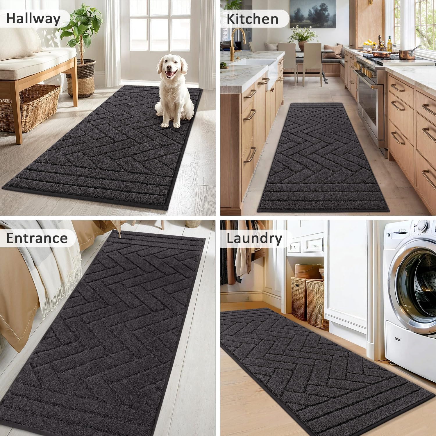 Detalle de Biscpro Badematte Lang 50x120 cm – Waschbare, rutschfeste Fußmatte für Eingänge und Flur