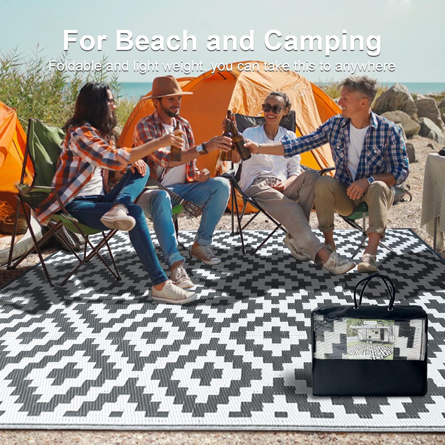 Thumbnail 1 de CHOSHOME Outdoor Rug Waterproof Garden Rug 150x240cm