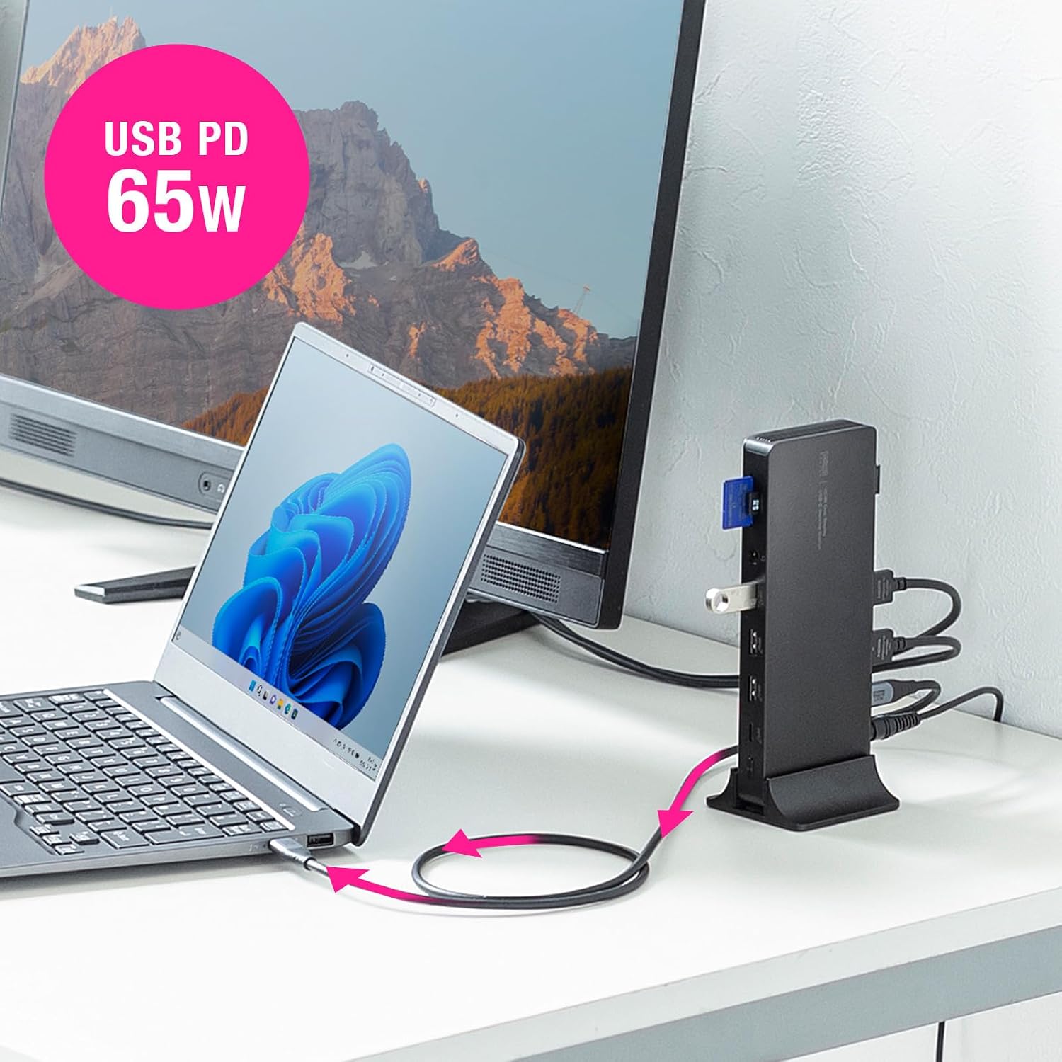 Thumbnail 6 de サンワサプライ USB-CVDK16 ドッキングステーション 4K・HDMI 2画面出力・最大65W給電