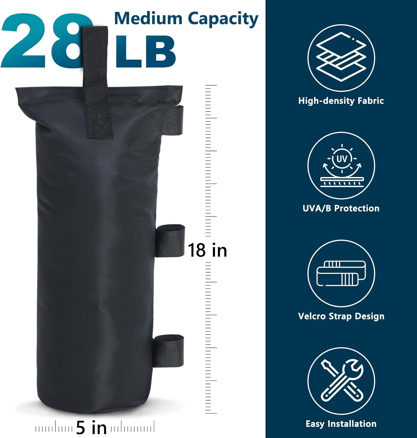 Thumbnail 1 de MASTERCANOPY 4-Pack Gazebo Sand Weights Bags with Pothook – Black, Up to 31kg Total