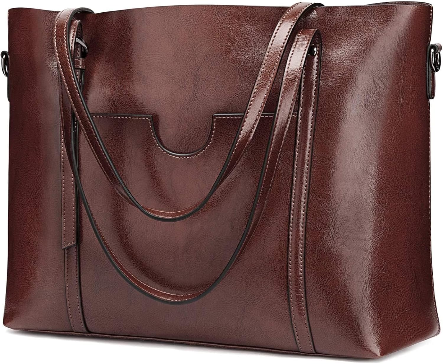Detalle de S-ZONE Sac à bandoulière en cuir véritable avec poignée supérieure – Grand format pour femme