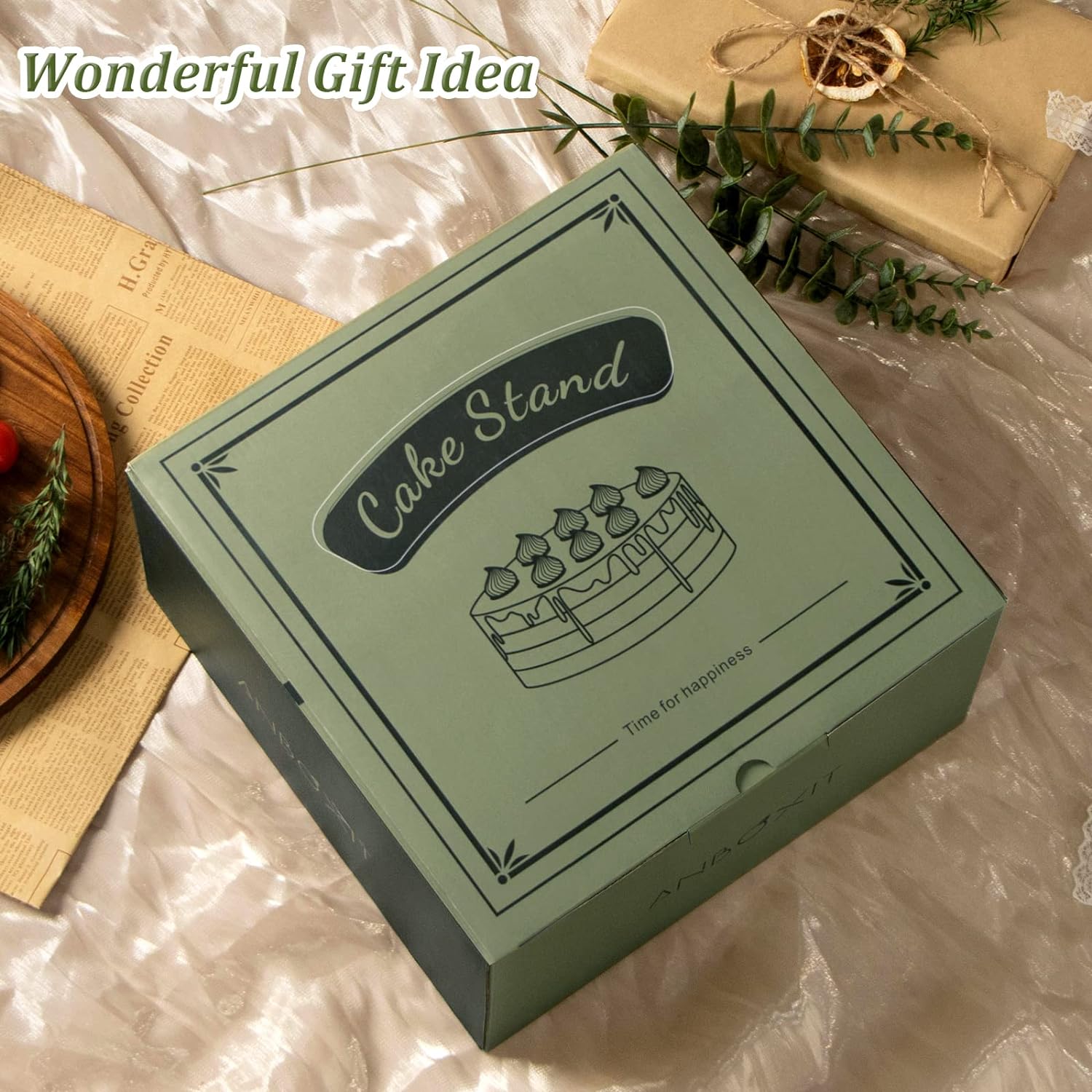 Thumbnail 3 de ANBOXIT Cake Stand with Dome Lid (Acacia Wood & Acrylic Cover)