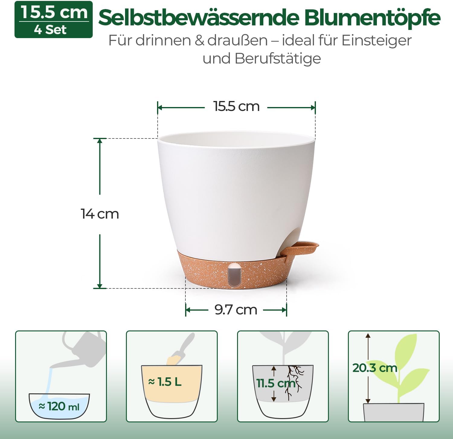Detalle de T4U Kräutertopf Set mit 15 cm