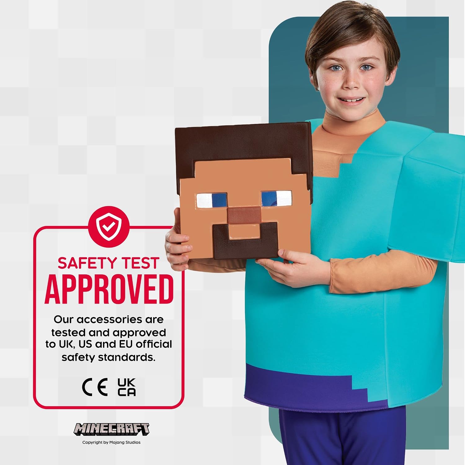 Detalle 1 de Disguise Minecraft Steve Deluxe Costume for Kids, Size 10–12, Tunic, Pants & Mask