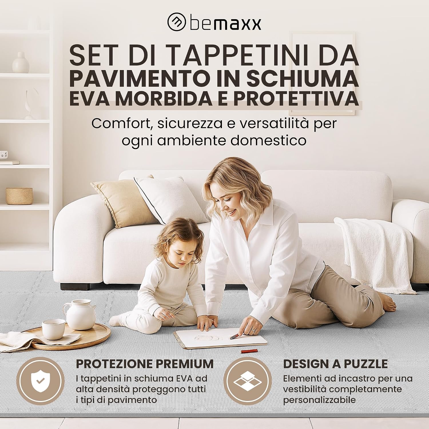 Detalle 2 de Tappeto Palestra Puzzle EVA 18 Pezzi: Pavimento Protettivo modulare per Home Gym