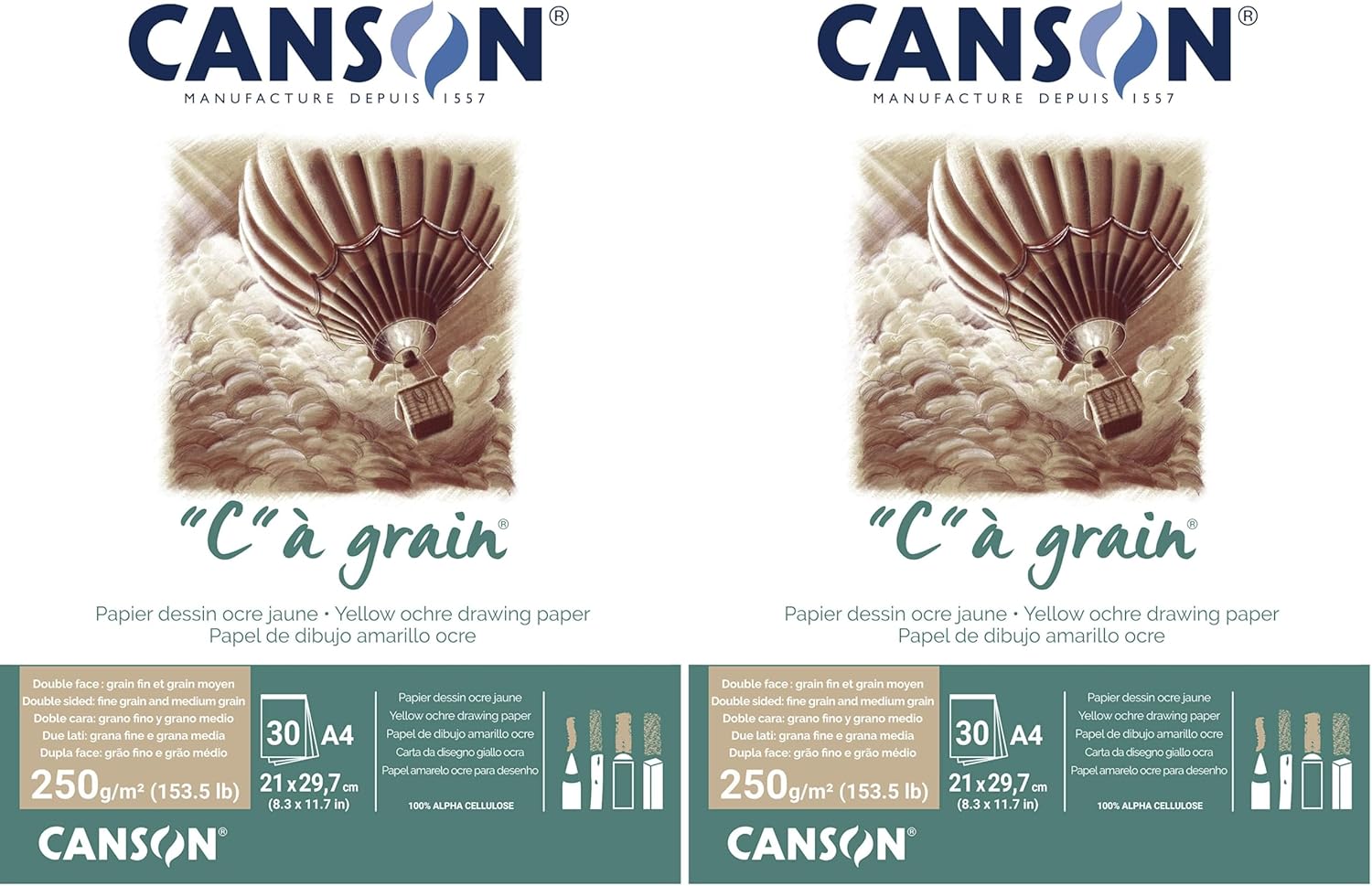 Thumbnail 6 de Bloc de papier Canson “C” à Grain – 30 feuilles A3, 250 g/m², gris chiné