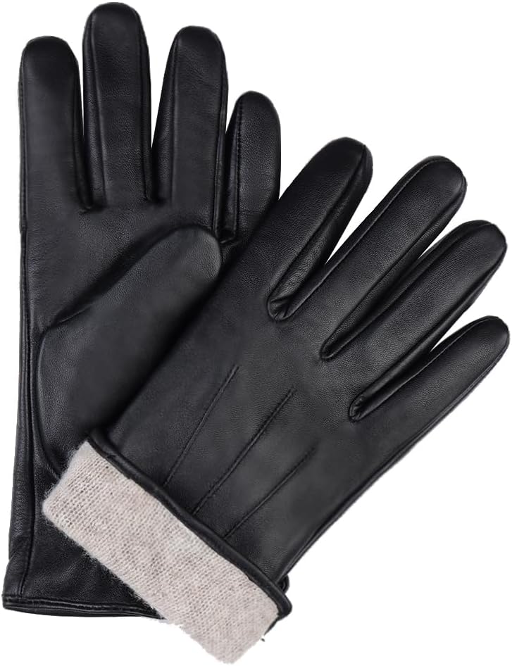 Detalle 1 de MGGMOKAY Herren Lederhandschuhe Kaschmir
