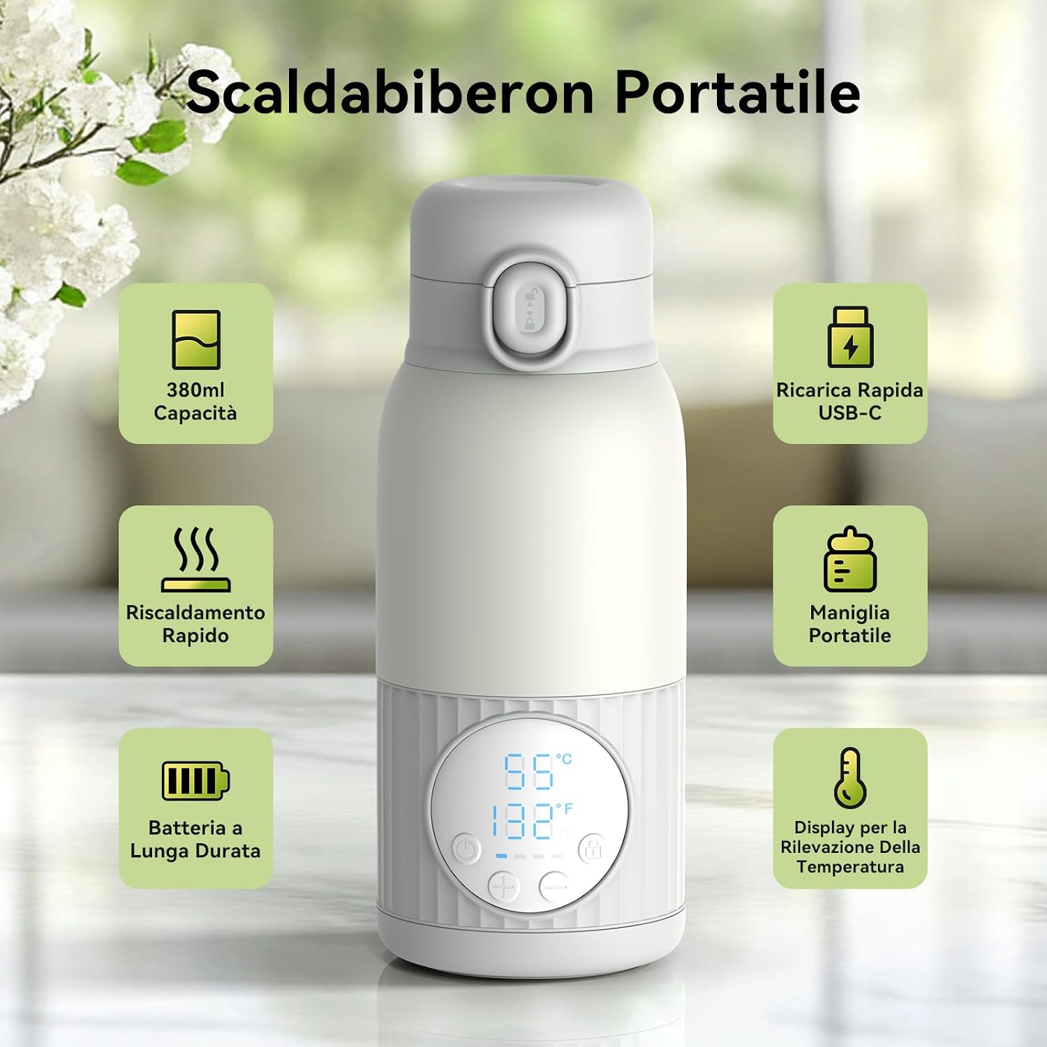 Thumbnail 4 de APZOKI Scaldabiberon portatile: riscaldamento rapido in viaggio, 380 ml e batteria da 10000 mAh