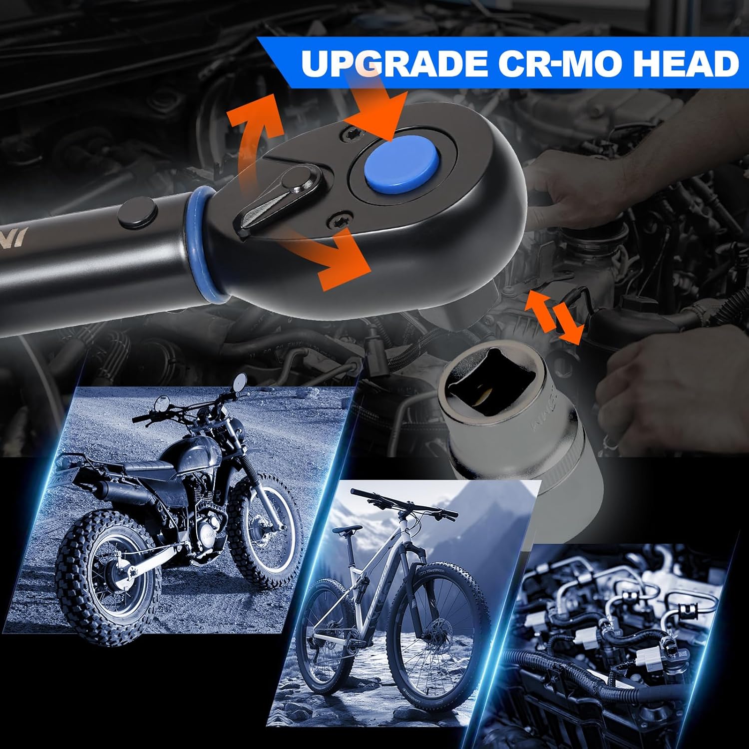 Thumbnail 5 de INGJER Upgrade 3/8" Drive Click Torque Wrench (5-50 Ft-Lb) – Dual-Direction, 72-Tooth, Chrome Vanadium