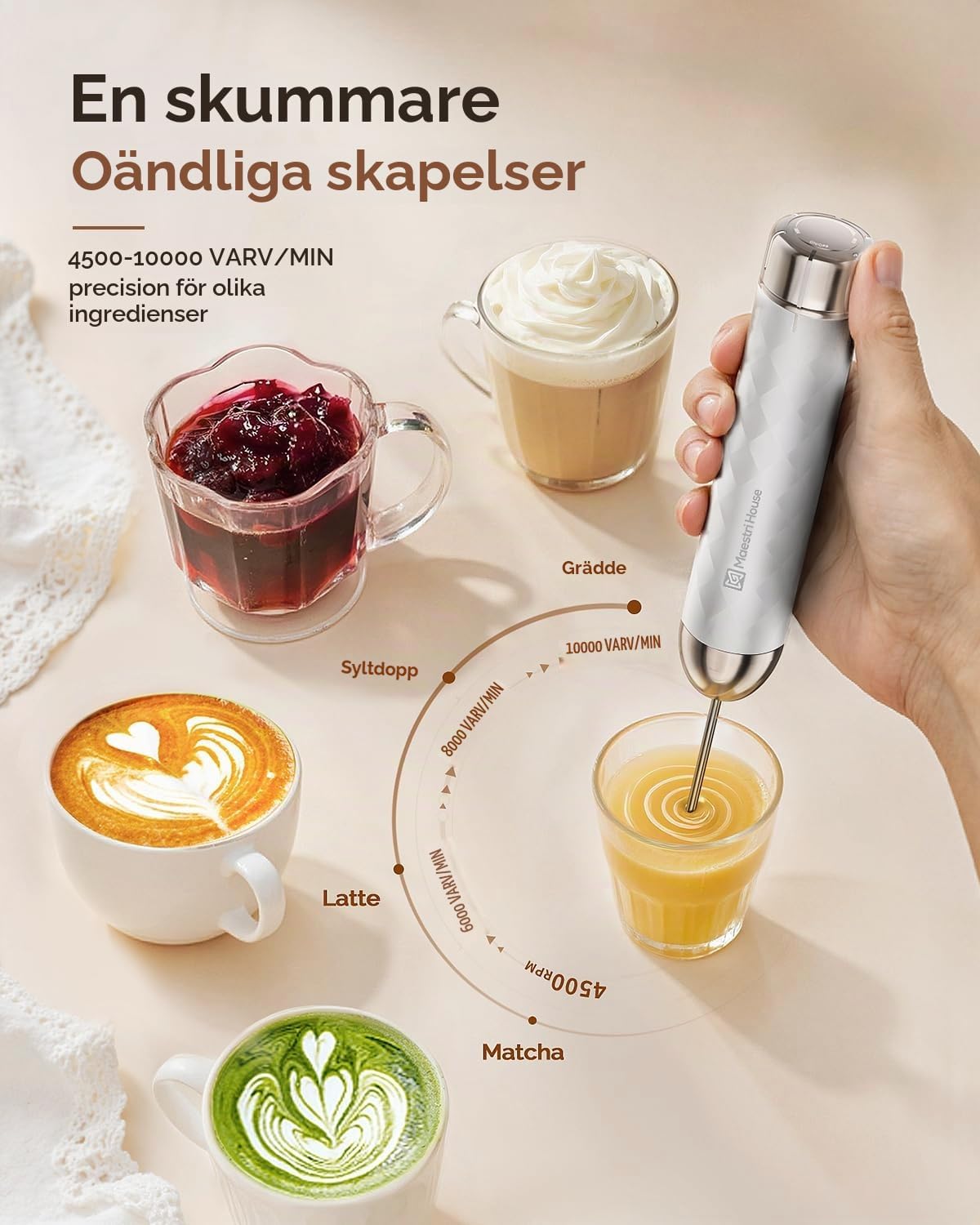 Detalle 2 de Maestri House LunaFro 2.0 MHMF07 mjölkskummare med steglös hastighet