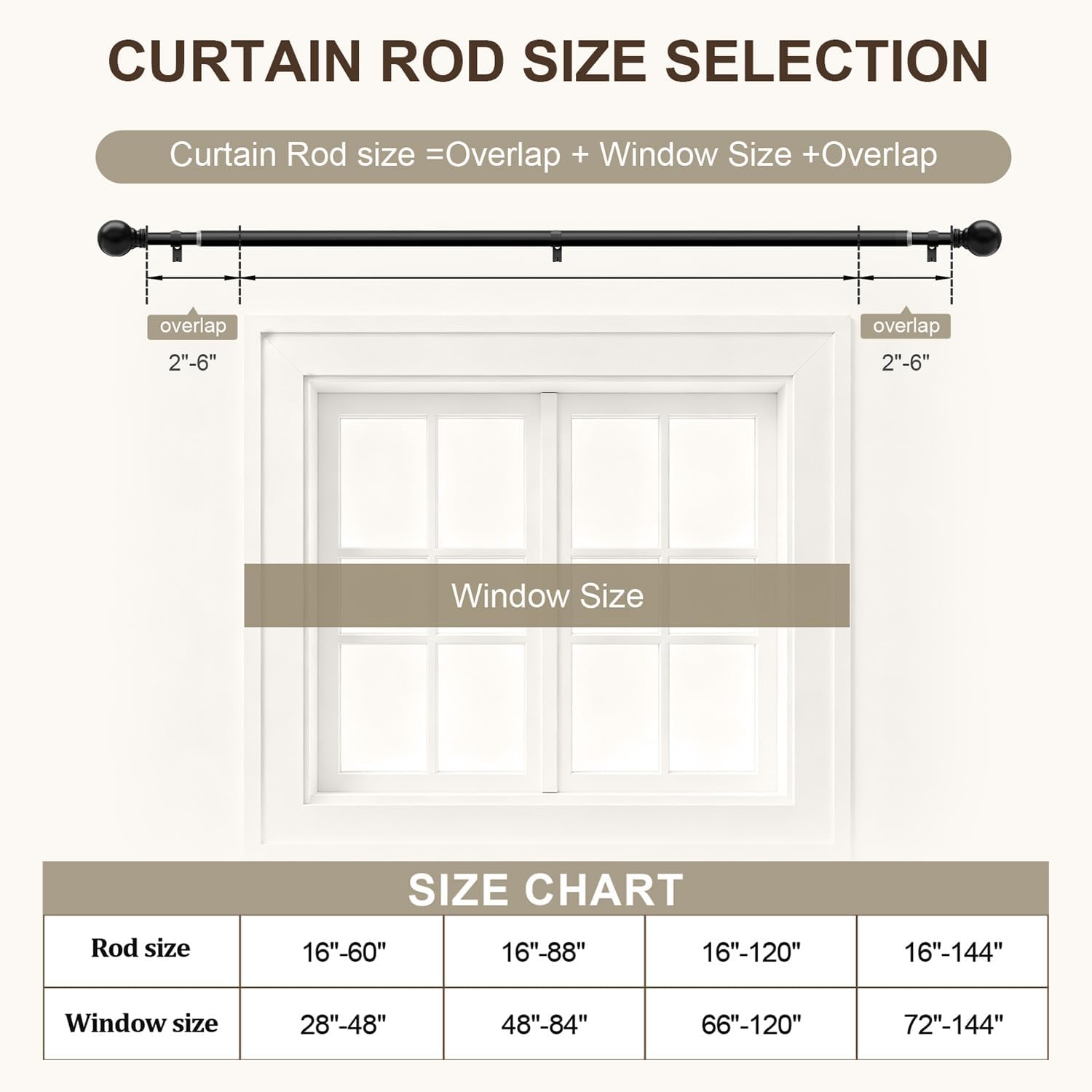 Thumbnail 6 de Immiehh Black Curtain Rods 72 to 144 Inch, 1-Inch Iron, Adjustable
