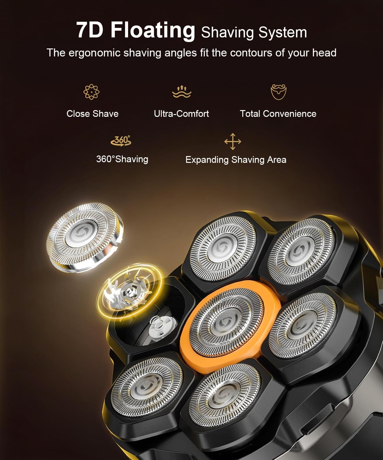 Thumbnail 1 de Head Shavers for Bald Men: 7D Floating Electric Shaver with LED Display and USB-C Charging