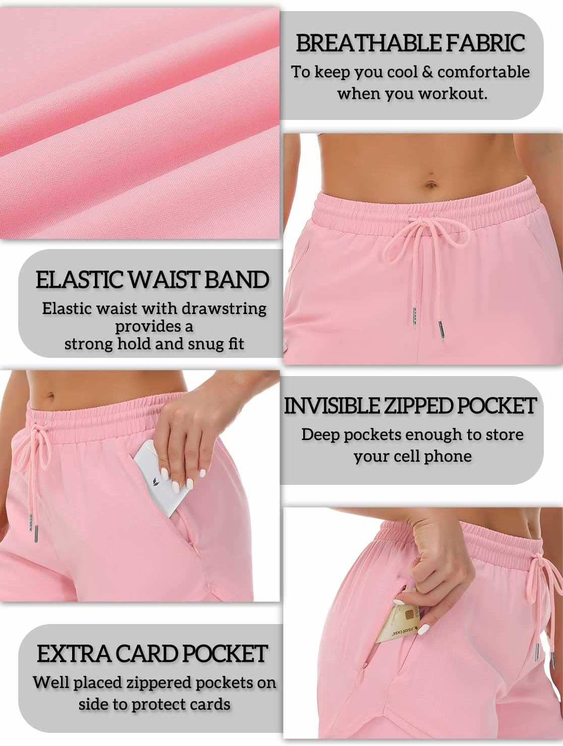 Thumbnail 4 de Mancreda Women's Running Shorts with Liner: Double-Layer Comfort, 3 Hidden Zippers