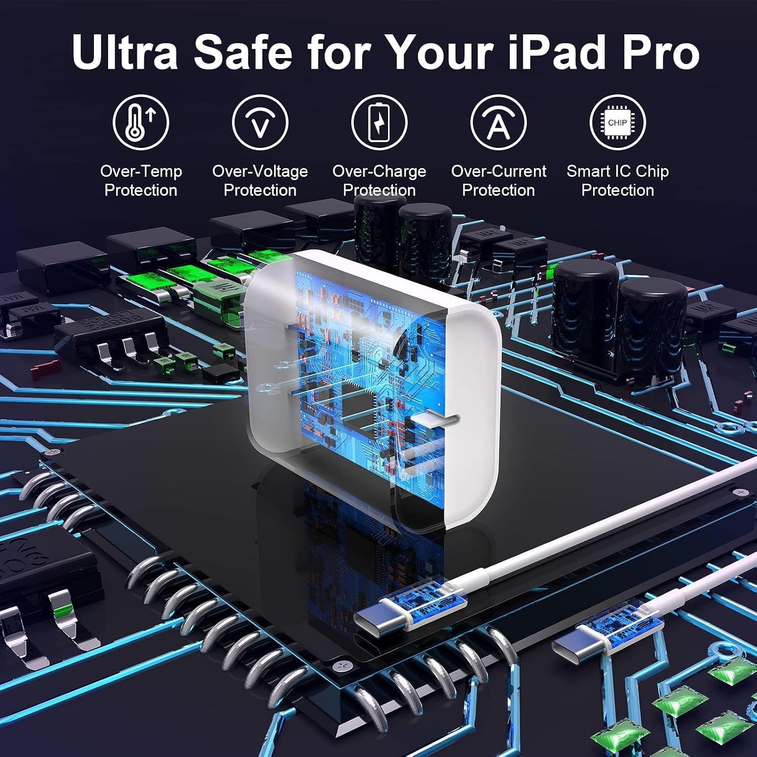 Detalle 2 de FUHAYA XHD-PD20W 20W USB-C Charger 2-Pack with 10-Foot Cables