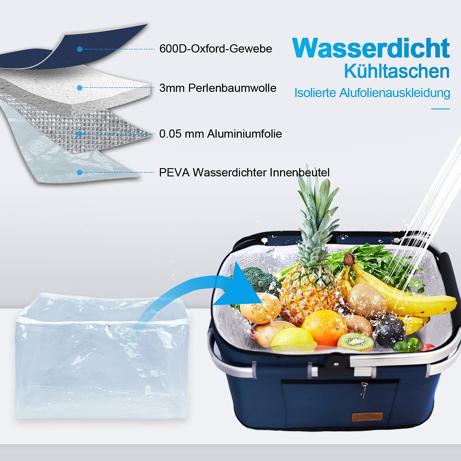Detalle de ABIUBIU 35 l Kühltasche Einkaufskorb