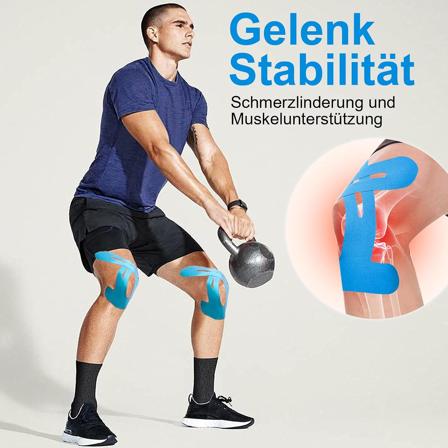 Thumbnail 6 de NEUJUS Knie Tape Vorgeschnitten – 12 Streifen Kinesio Tape für Knie, elastisch, hautfreundlich, stark haftend