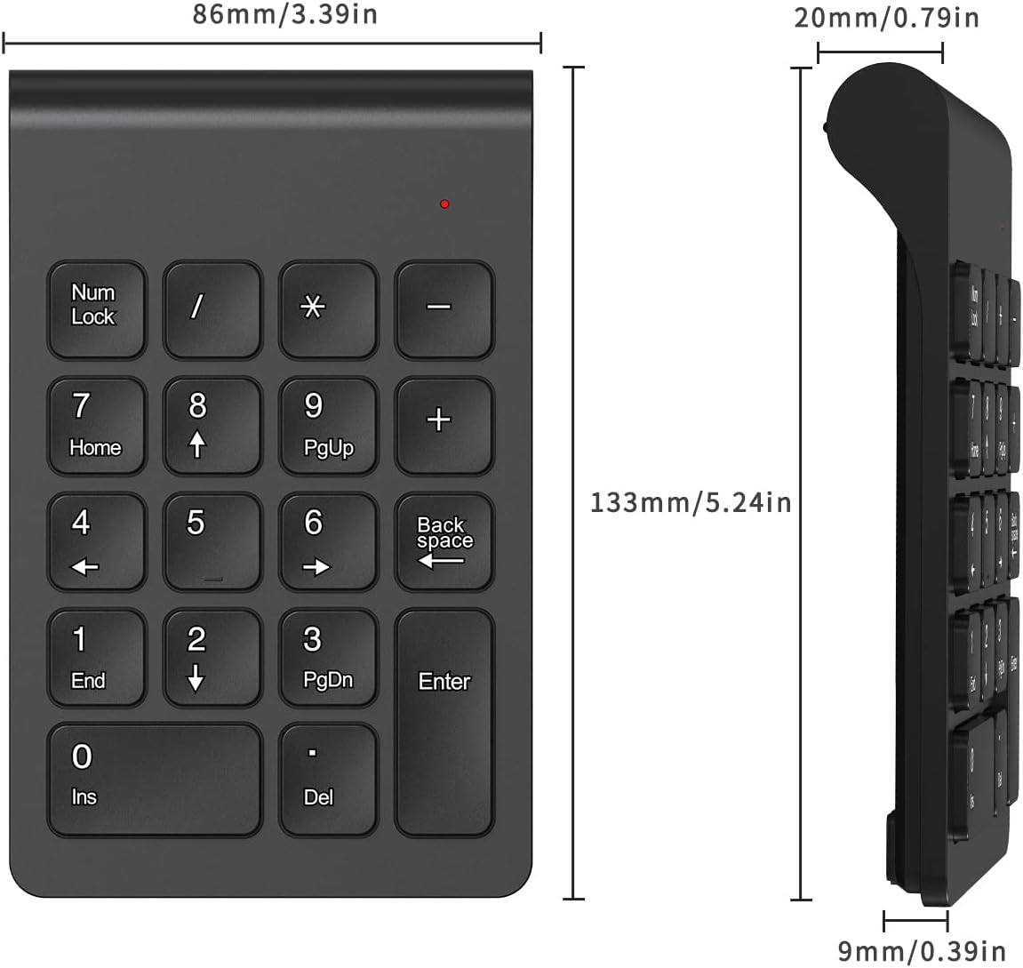 Detalle de cimetech Mini tastierino numerico wireless 2.4G con ricevitore USB da 18 tasti per laptop e PC