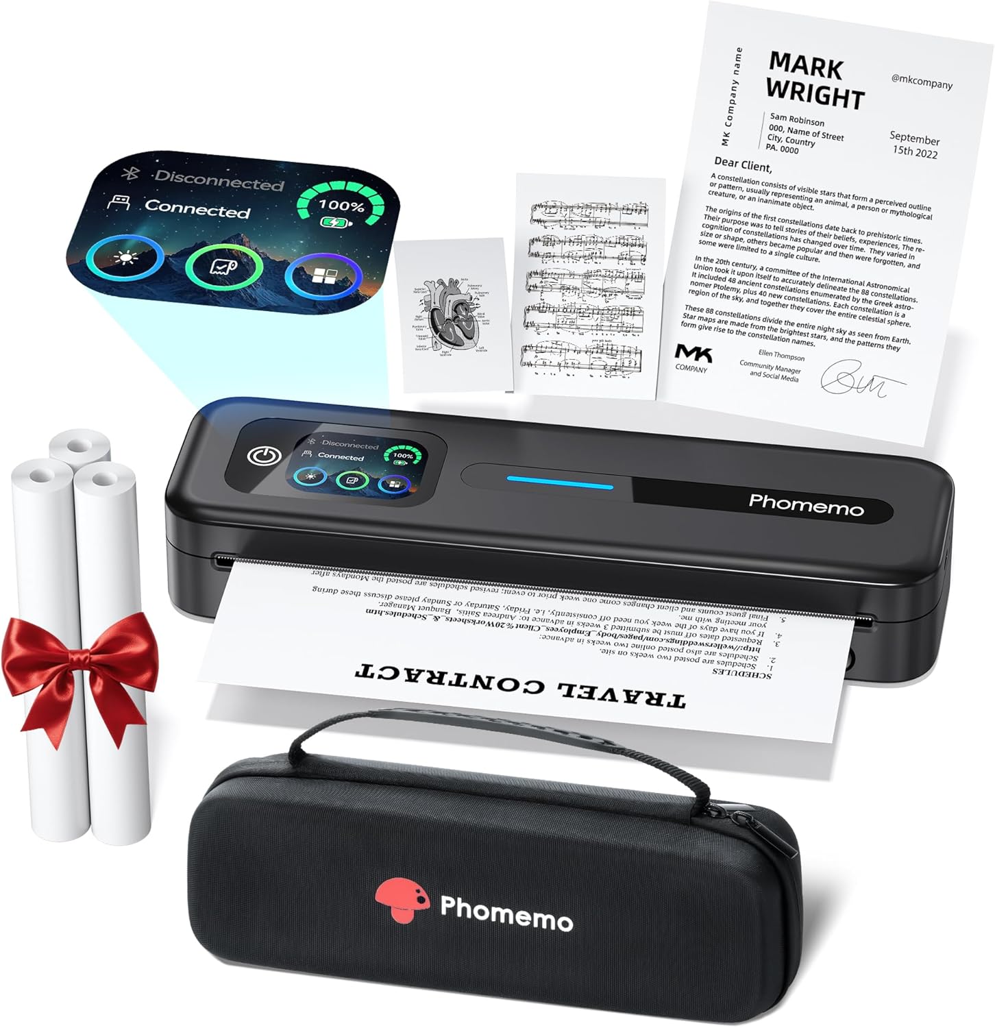 Detalle de Phomemo M832D Thermodrucker A4 – Mobiler Bluetooth/USB-Drucker mit Touchscreen, 300 DPI