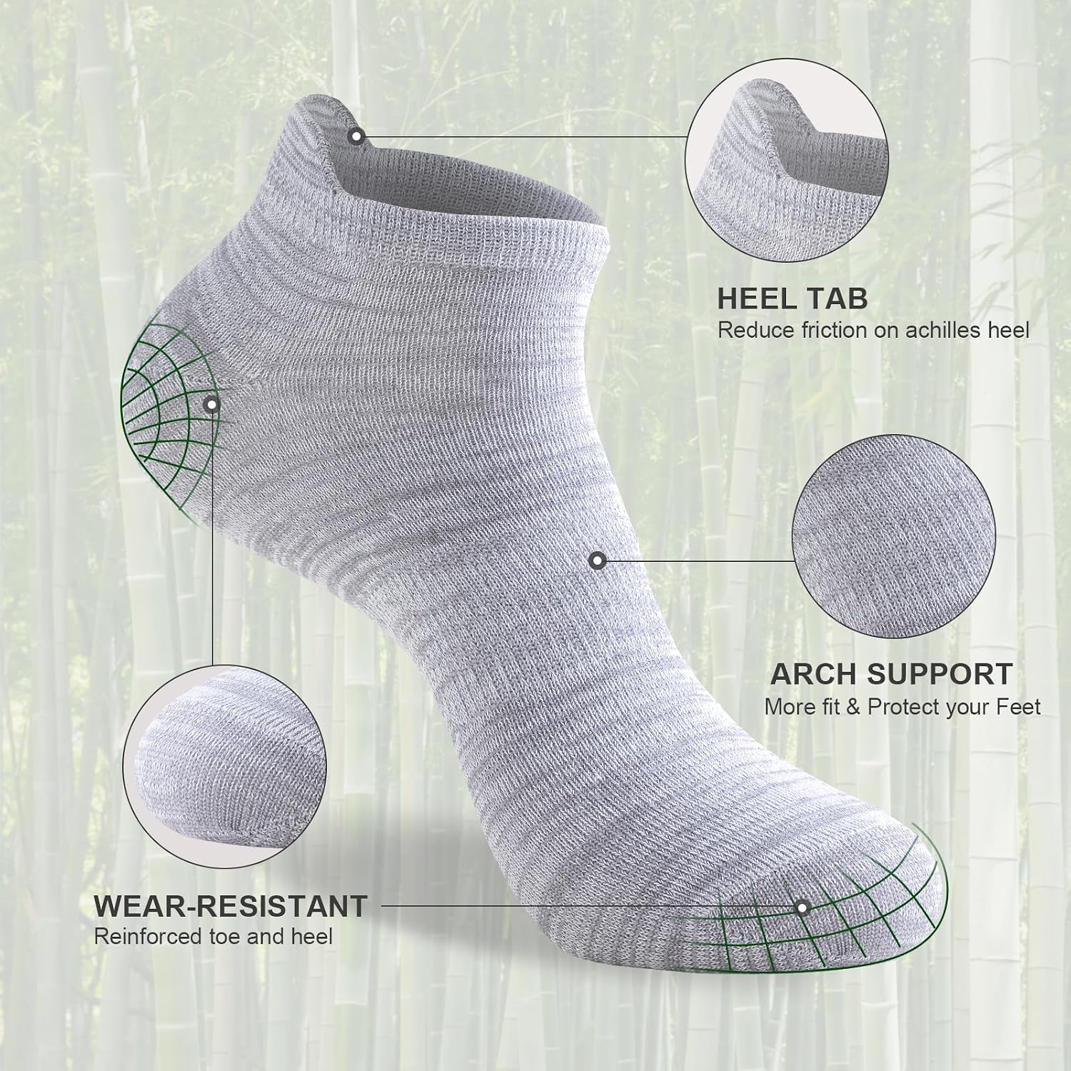 Detalle de Niorasen 24-130new Ankle Socks, 6 Pairs, 90% Bamboo-Derived Viscose