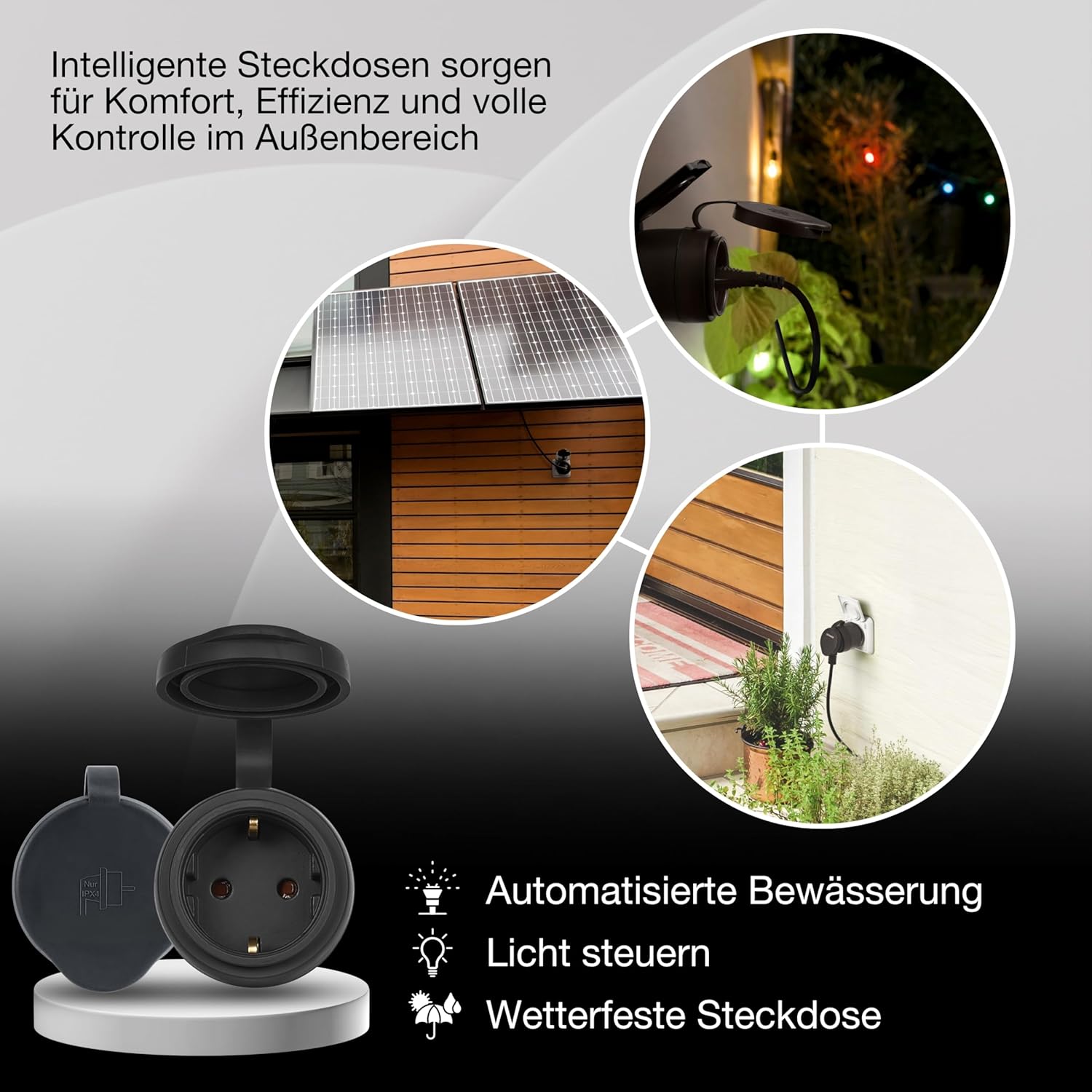 Thumbnail 4 de OSRAM SMART+ Zigbee Outdoor-EU-Steckdose für Smart Home – Außensteckdose mit Energieverbrauchskontrolle (IP44) in Schwarz