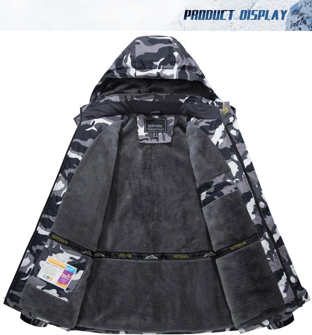 Detalle 2 de TACVASEN Men's Winter Ski Jacket, Fleece Liner, Waterproof and Windproof
