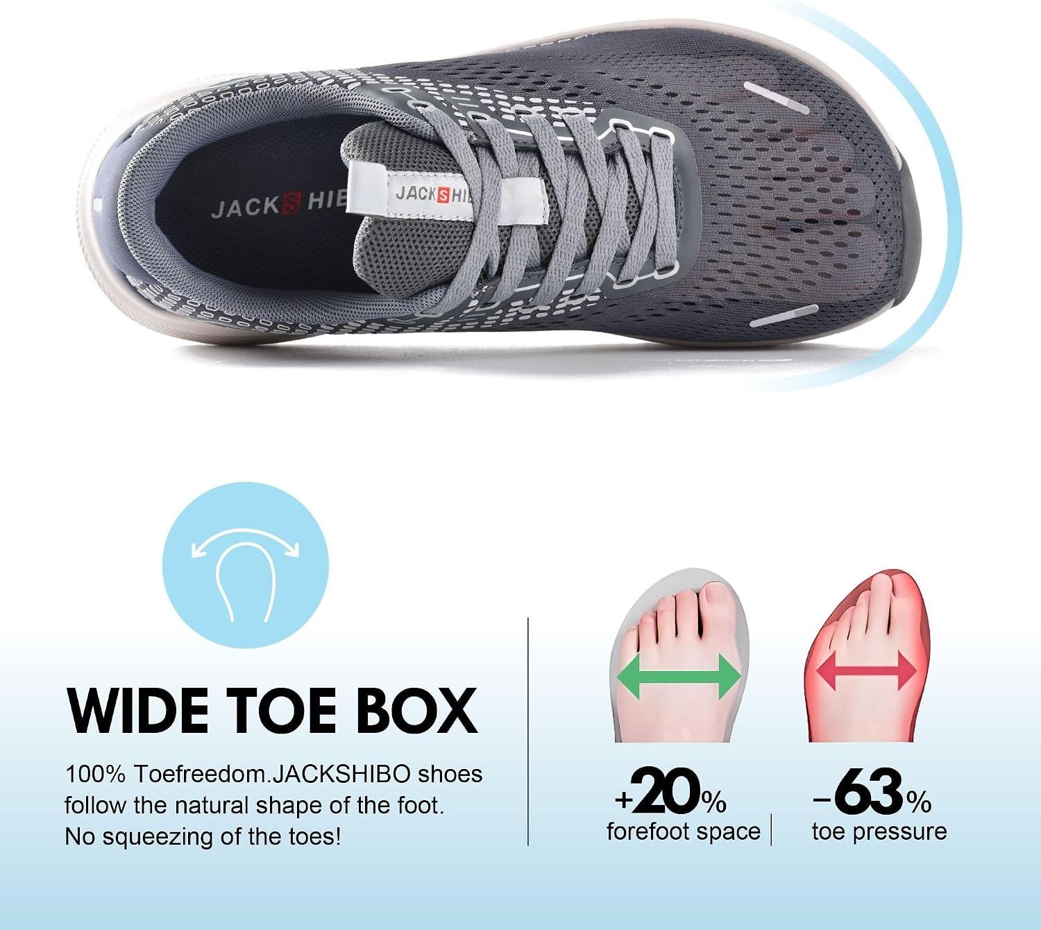 Thumbnail 1 de JACKSHIBO Wide Toe Box Sneakers 1.57 in