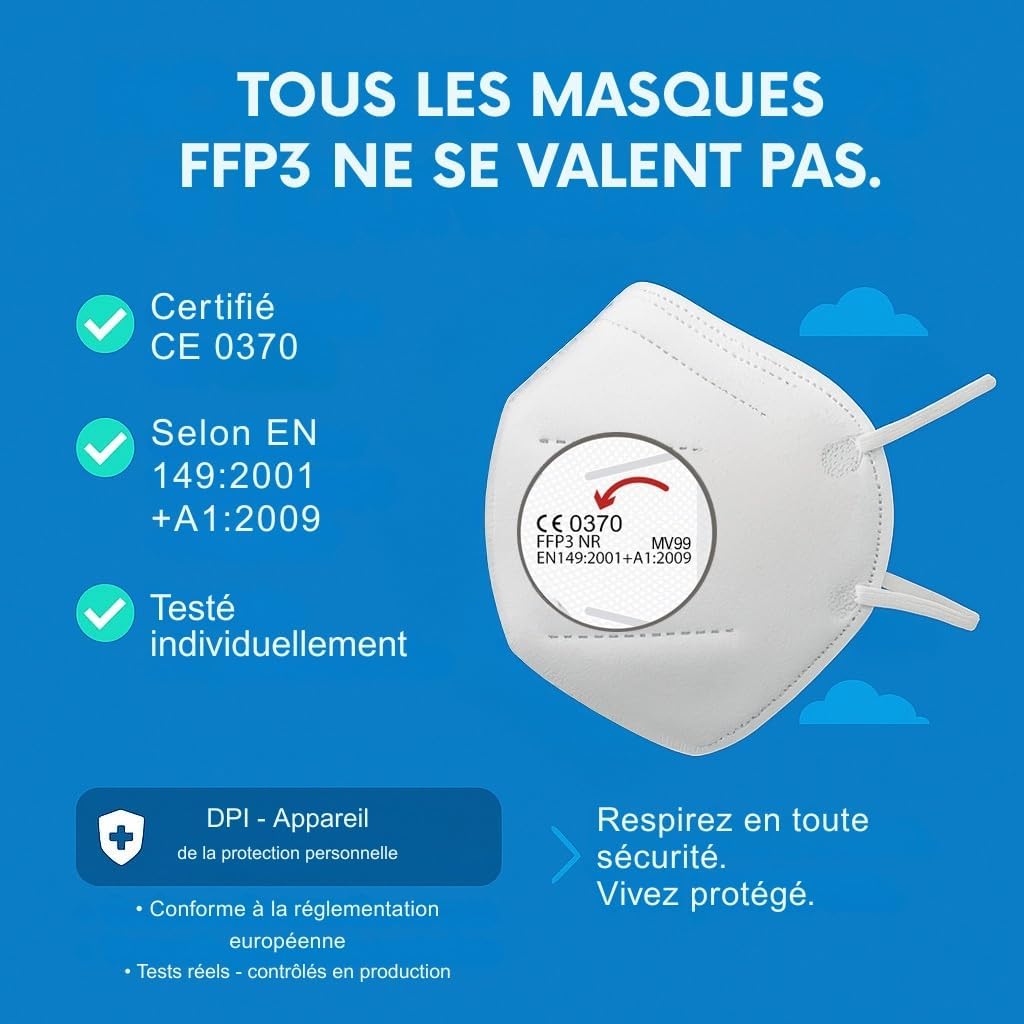 Thumbnail 6 de 50 masques FFP3 certifiés CE medicinadellavoro.com, 5 couches sans valve