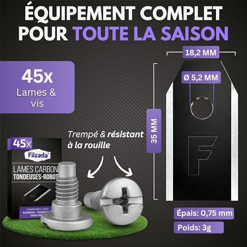 Detalle de Filzada 45 lames de rechange pour robot tondeuse, acier inoxydable, 0,75 mm