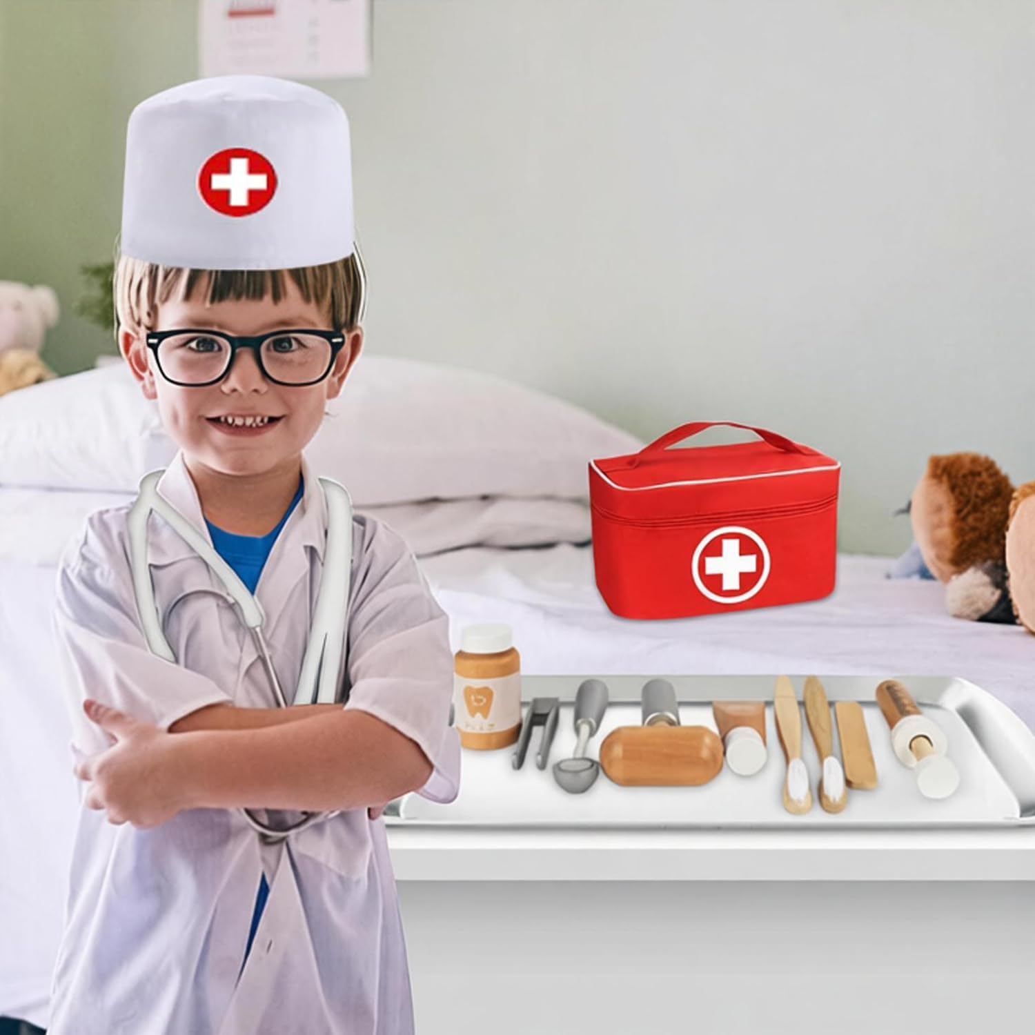 Detalle 2 de TGTT Doctors Set for Kids: 2-in-1 Dress-Up Kit with Real Stethoscope
