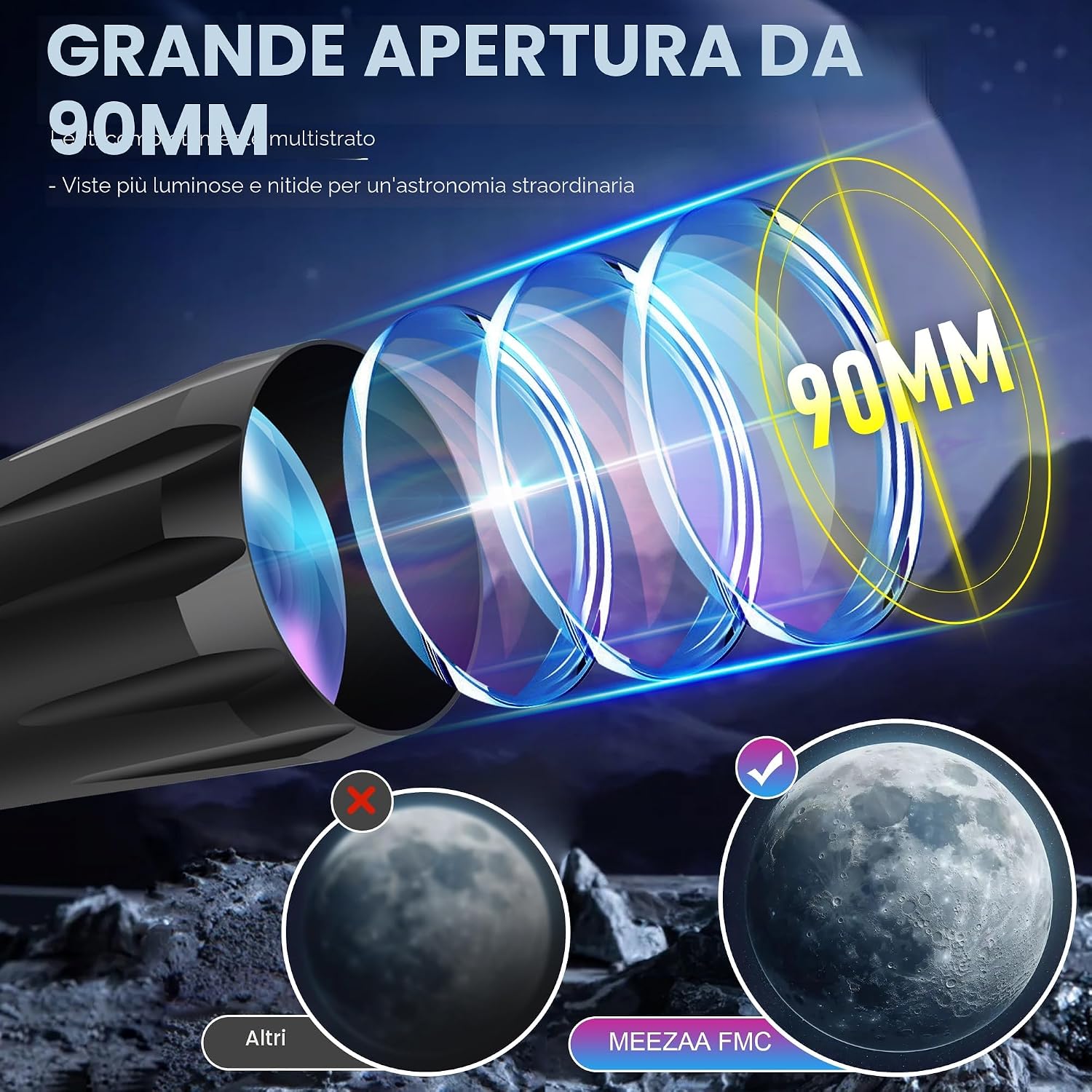 Detalle 2 de MEEZAA 90 mm 800 mm telescopio astronomico