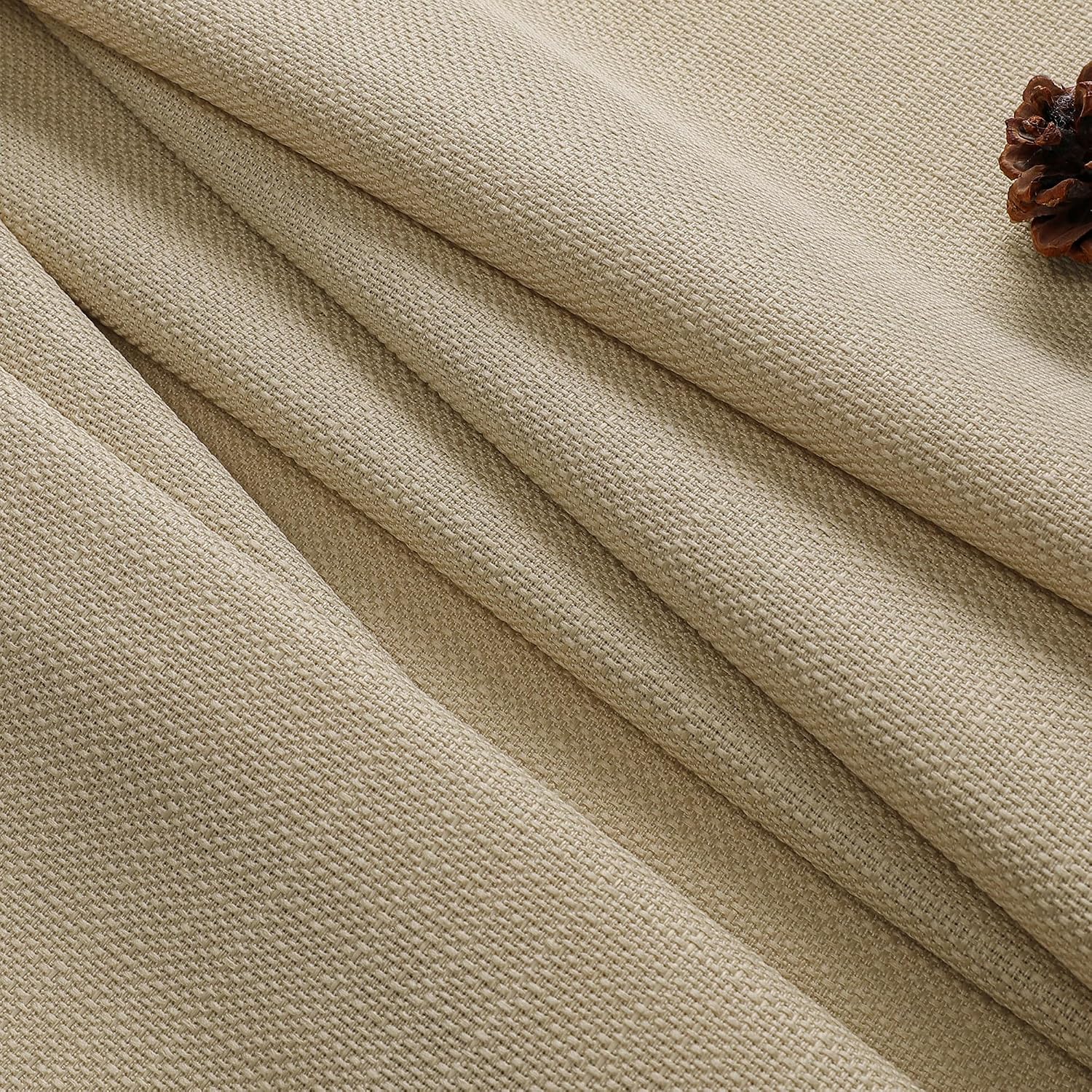 Detalle 1 de Chyhomenyc Camel Curtains, 2 Faux Linen Light-Filtering Panels, 40 x 72 in